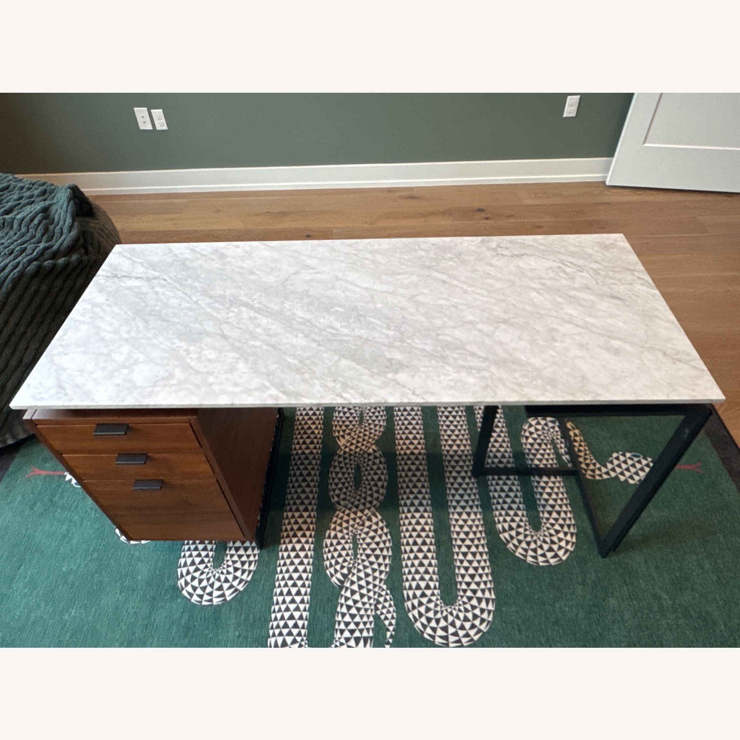 CB2 Fullerton White Marble Desk - image-2