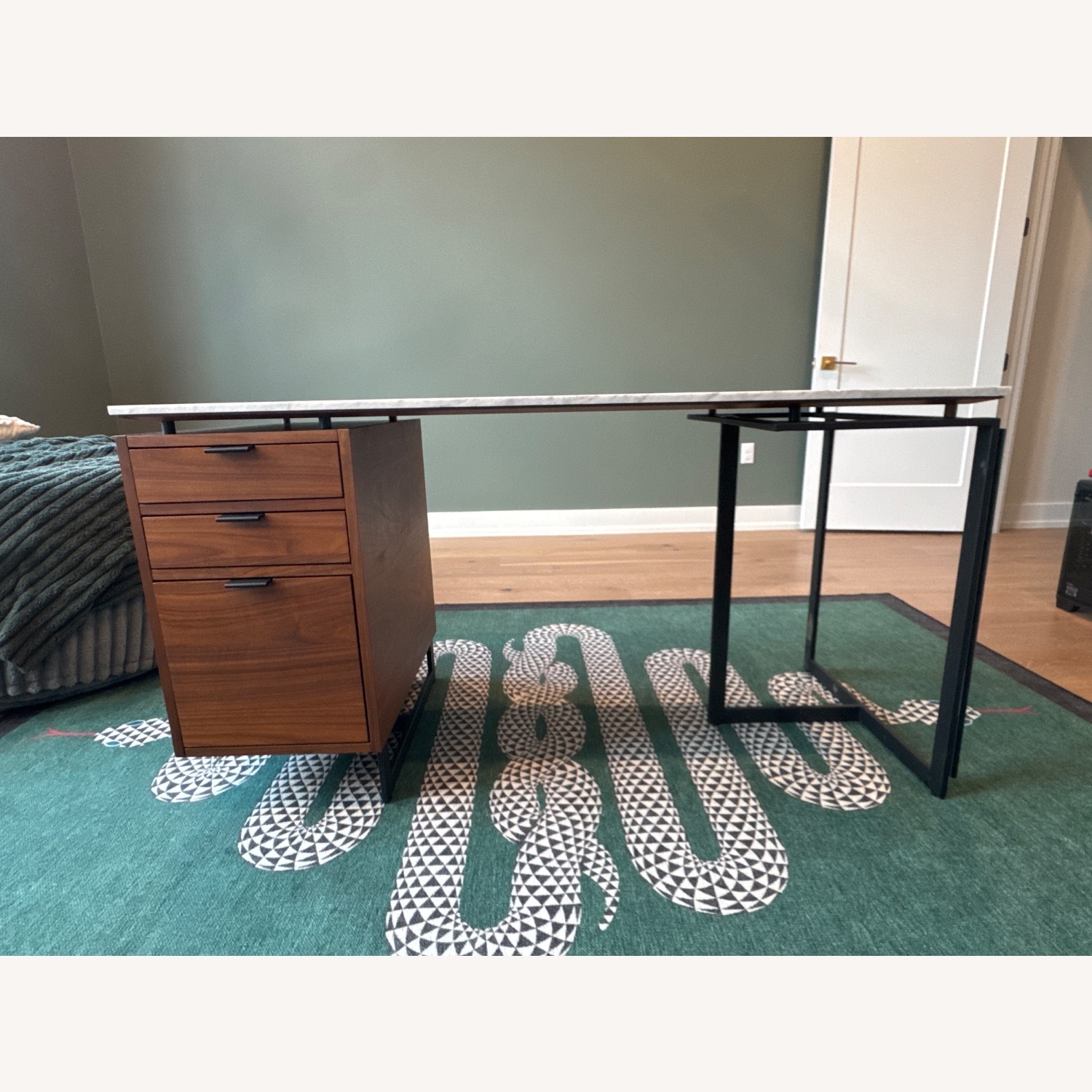 CB2 Fullerton White Marble Desk - image-1