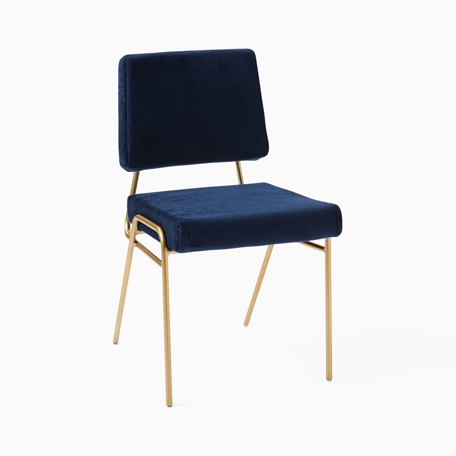 West Elm Wire Frame Blue Fabric Dining Chairs - image-4