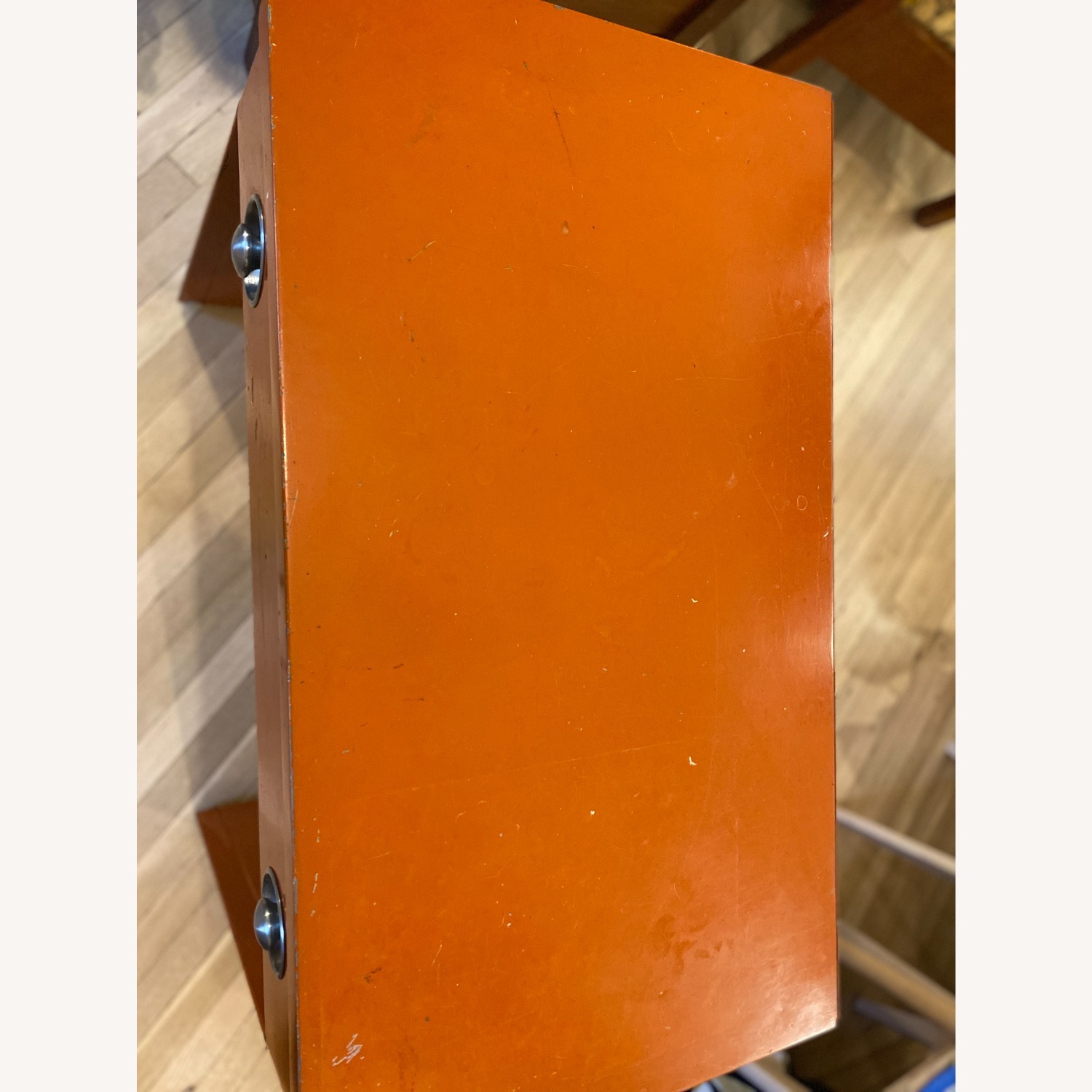 Vintage Industrial Orange Metal Desk - image-4