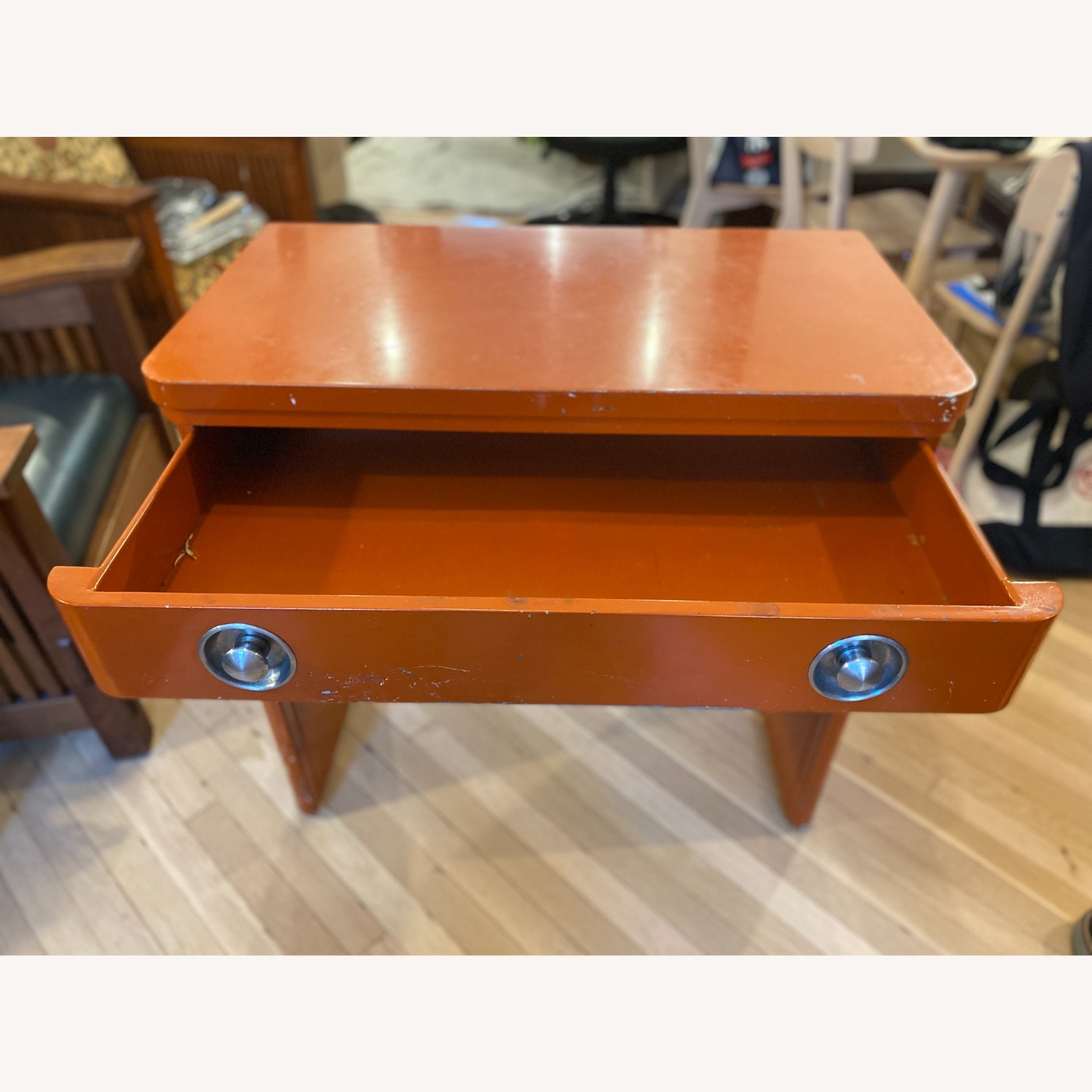 Vintage Industrial Orange Metal Desk - image-2