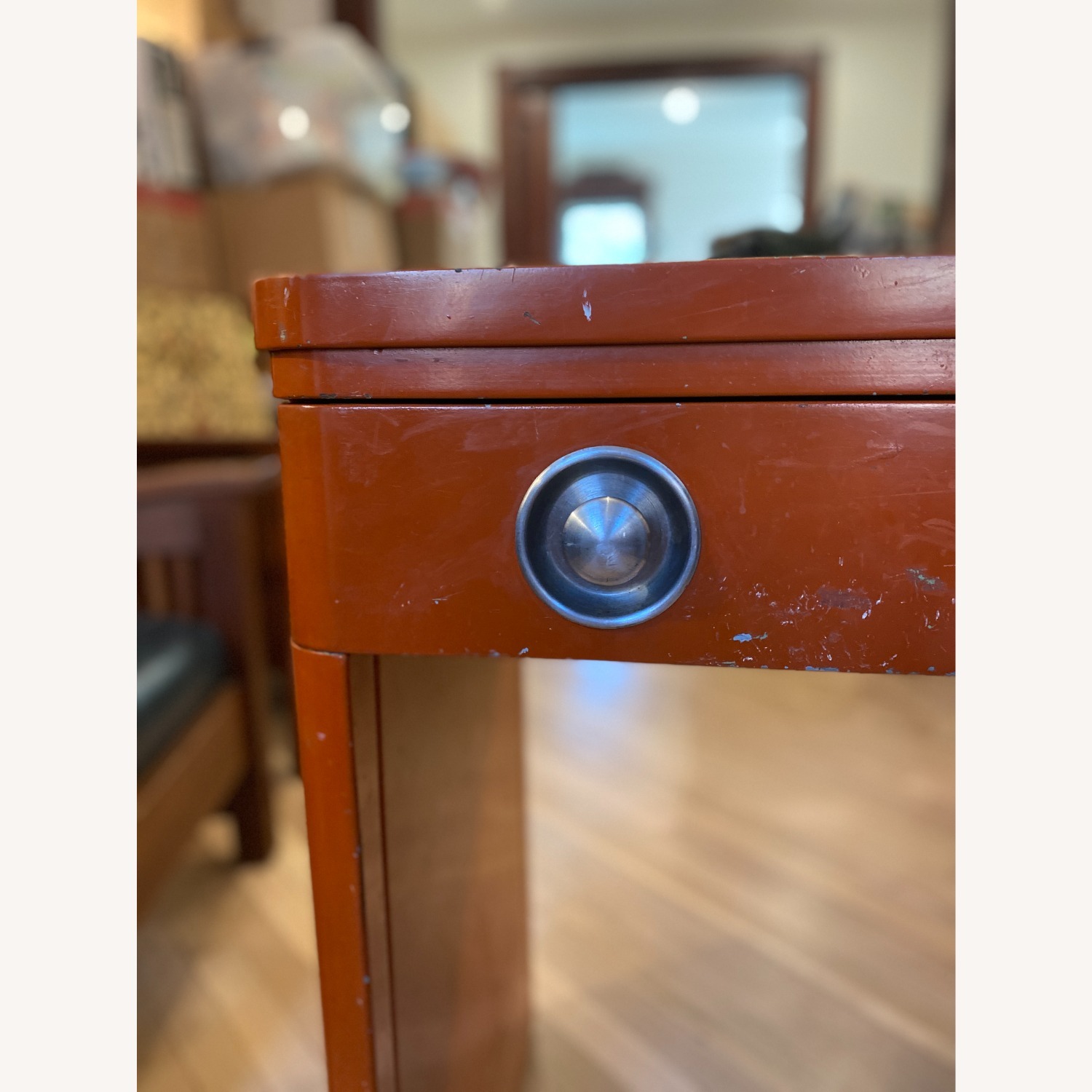 Vintage Industrial Orange Metal Desk - image-3