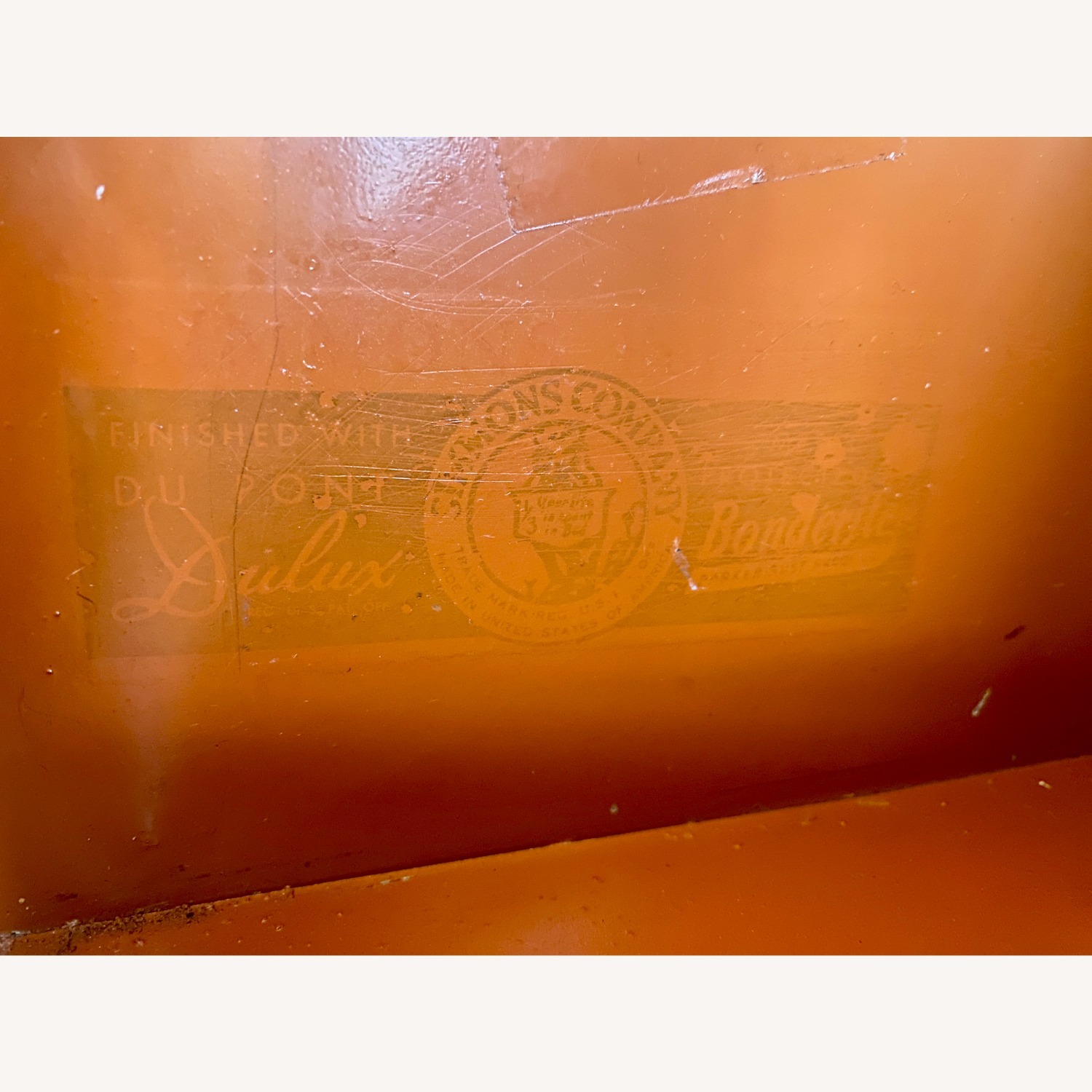 Vintage Industrial Orange Metal Desk - image-10