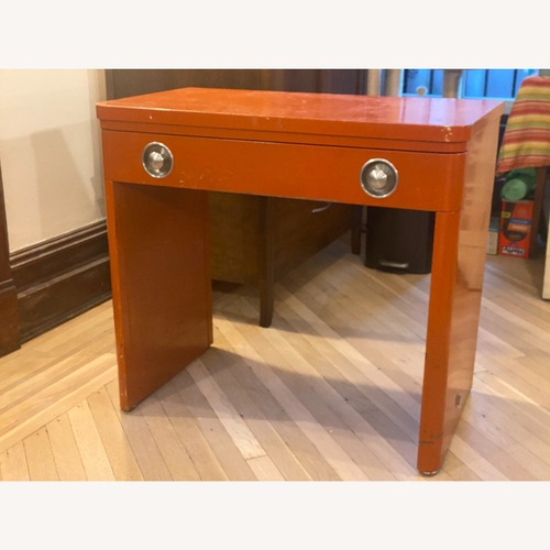 Used Vintage Industrial Orange Metal Desk for sale on AptDeco