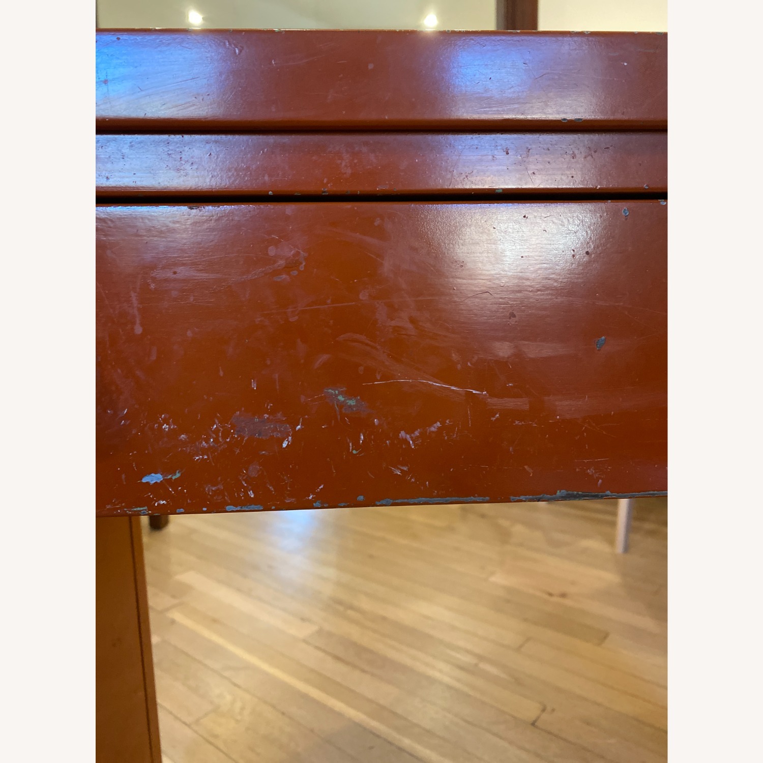 Vintage Industrial Orange Metal Desk - image-9
