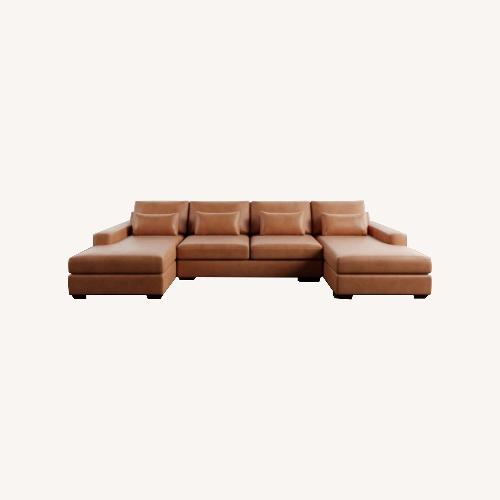 Used Pottery Barn Big Sur Natural Leather 3+ Seater Sofa for sale on AptDeco