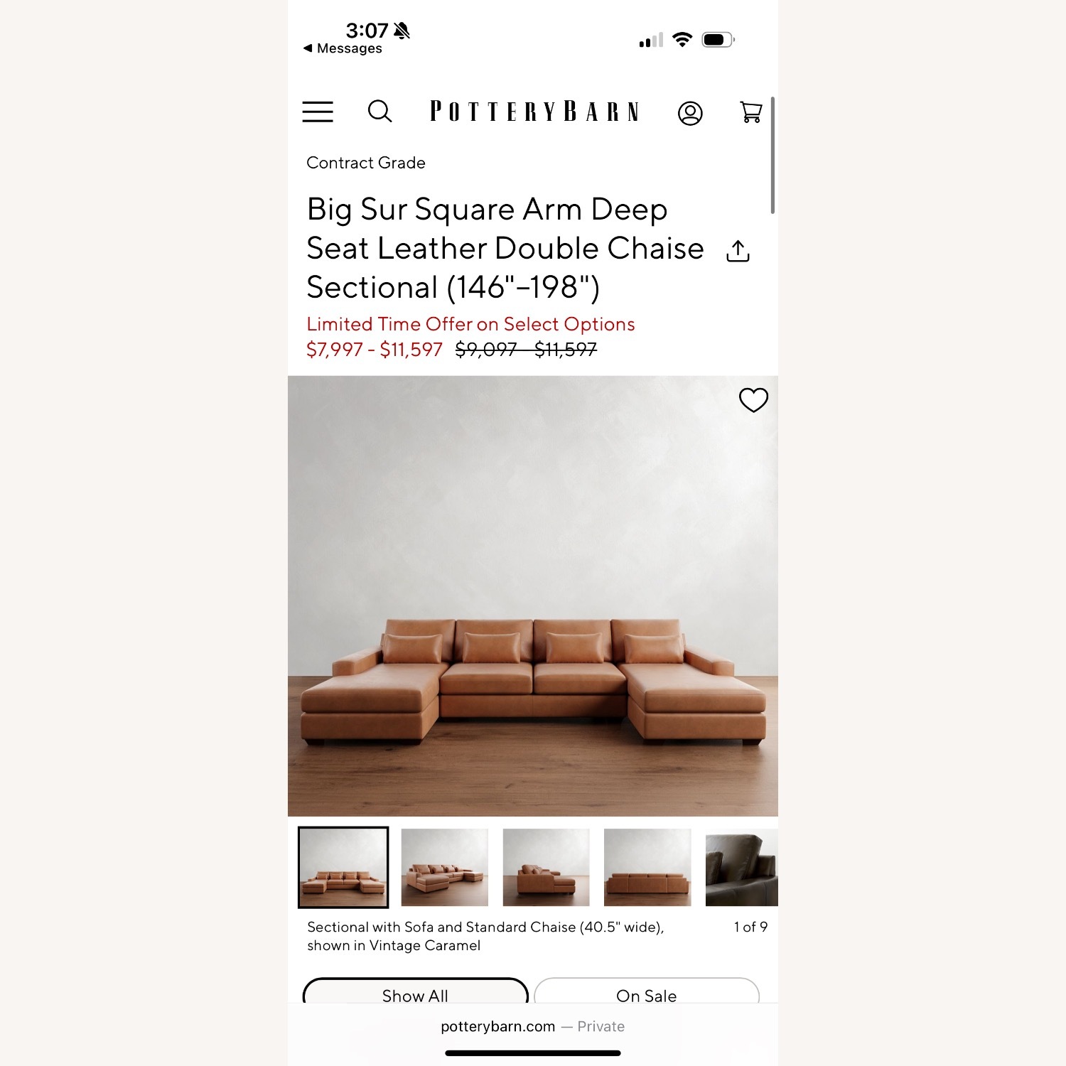 Pottery Barn Big Sur Natural Leather 3+ Seater Sofa - image-6