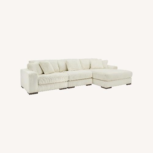 Used Jennifer Convertibles 3-peice Fabric Sectional With Chaise, Ivory  for sale on AptDeco