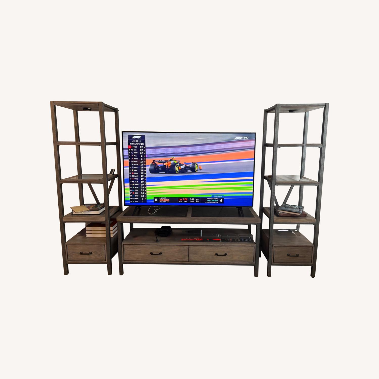 Star Furniture Natural Wood Media Storage - image-0