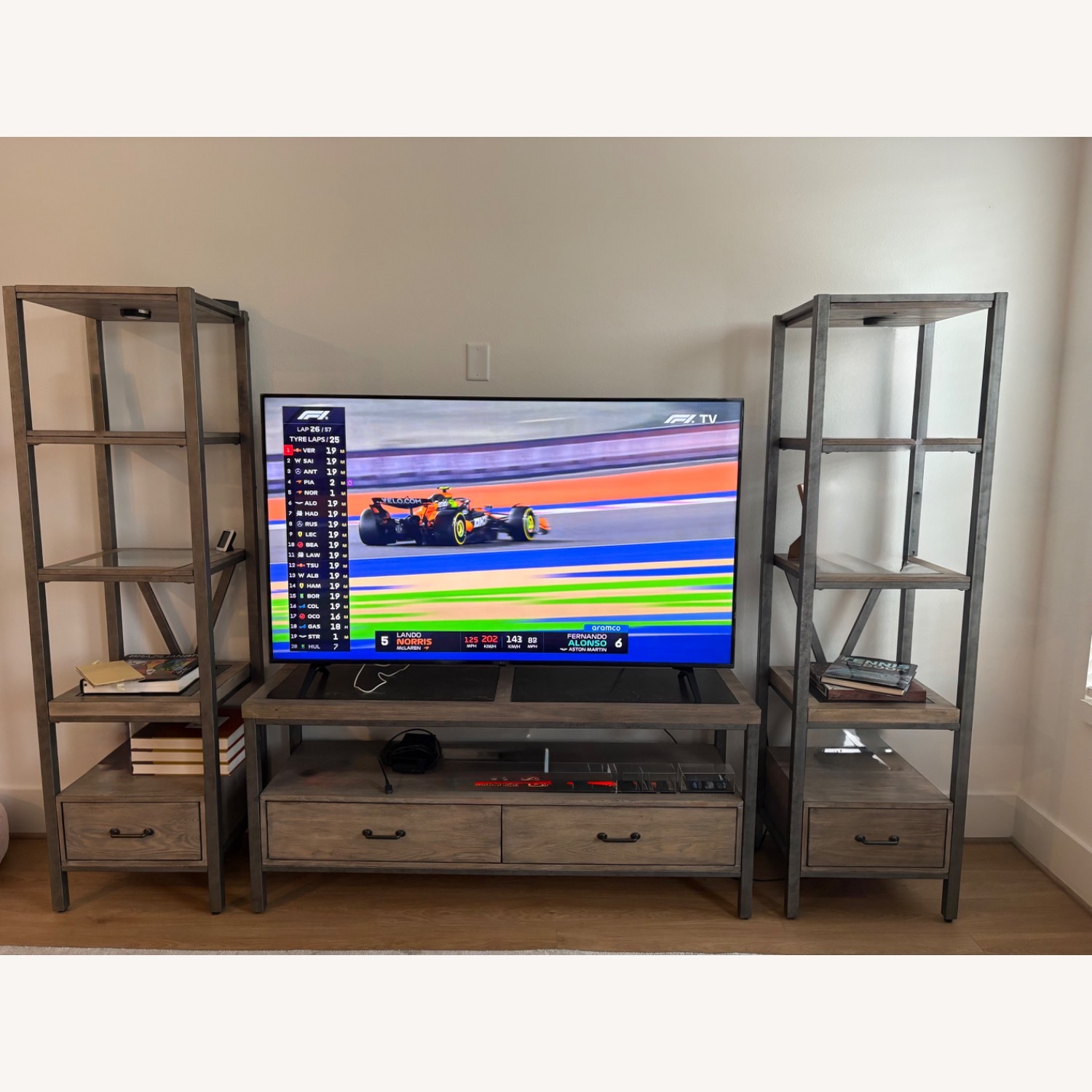 Star Furniture Natural Wood Media Storage - image-1