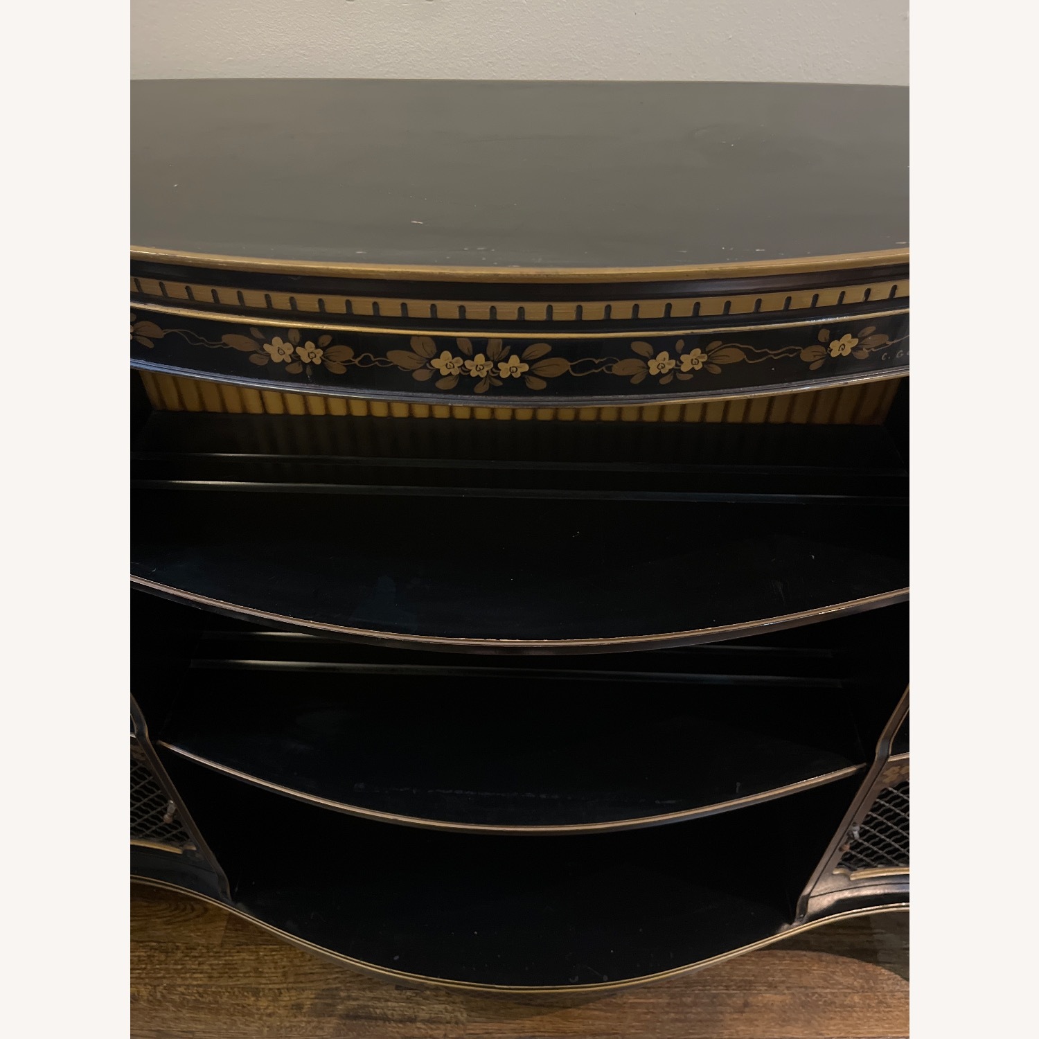 Vintage Regency-Style Black Display Cabinet - image-6