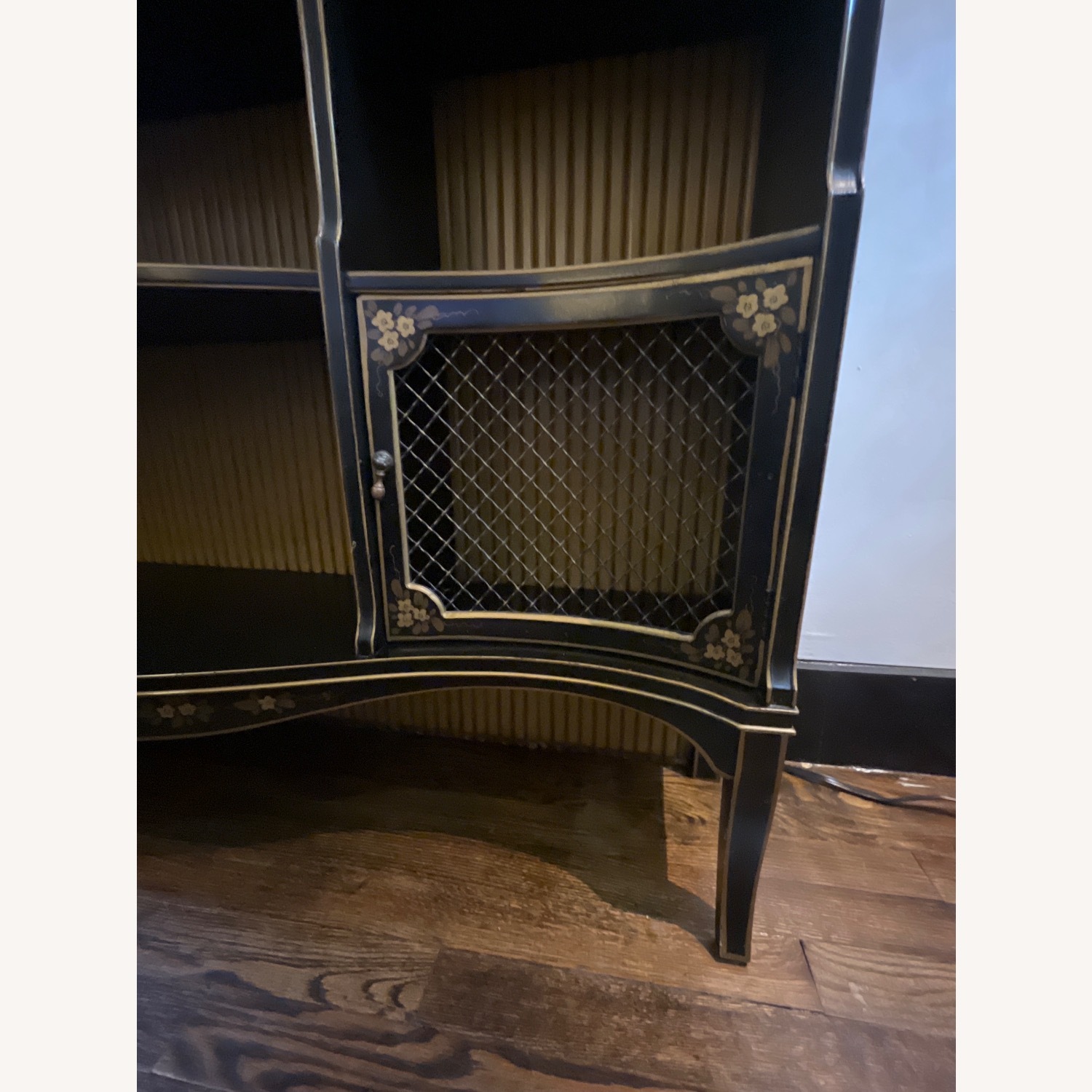Vintage Regency-Style Black Display Cabinet - image-5