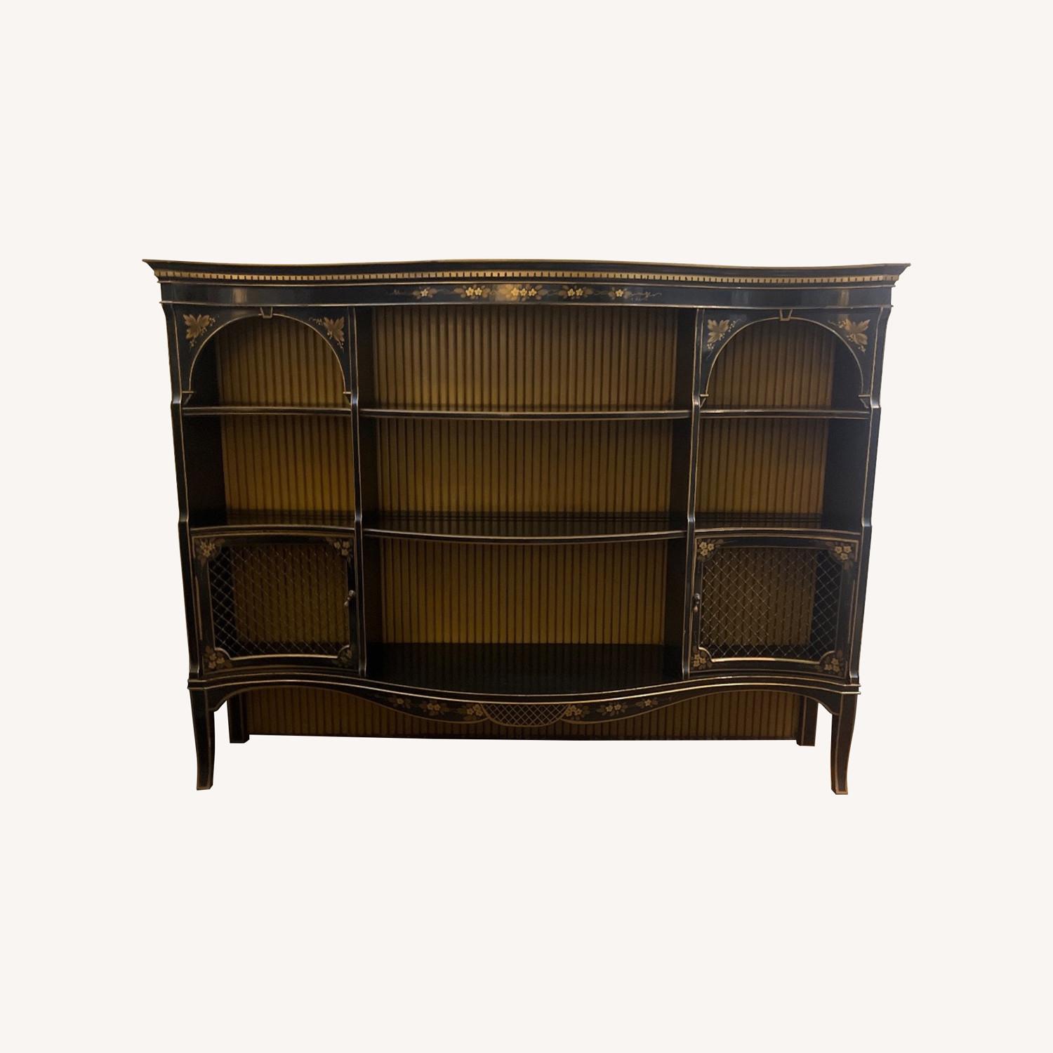 Vintage Regency-Style Black Display Cabinet - image-0