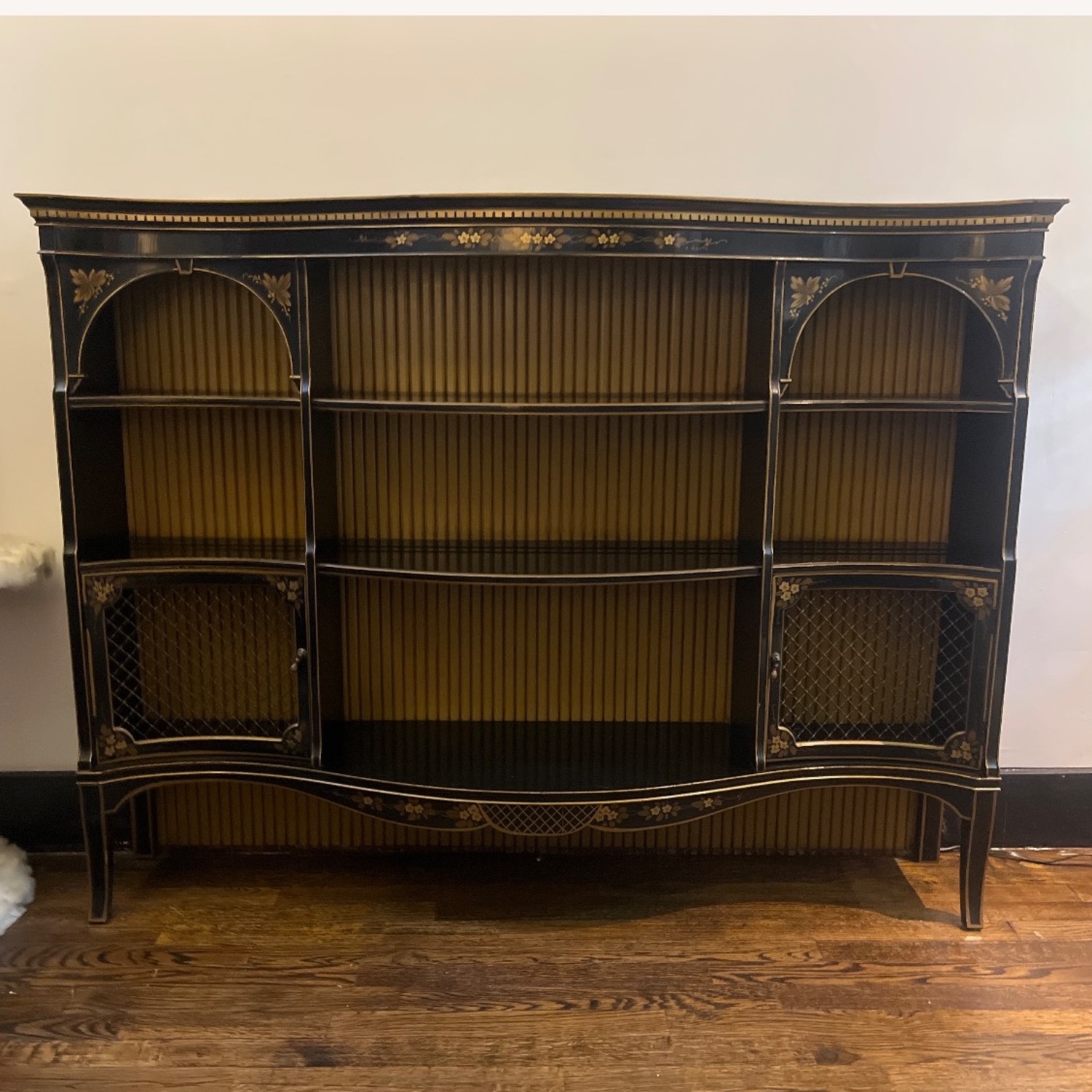 Vintage Regency-Style Black Display Cabinet - image-3