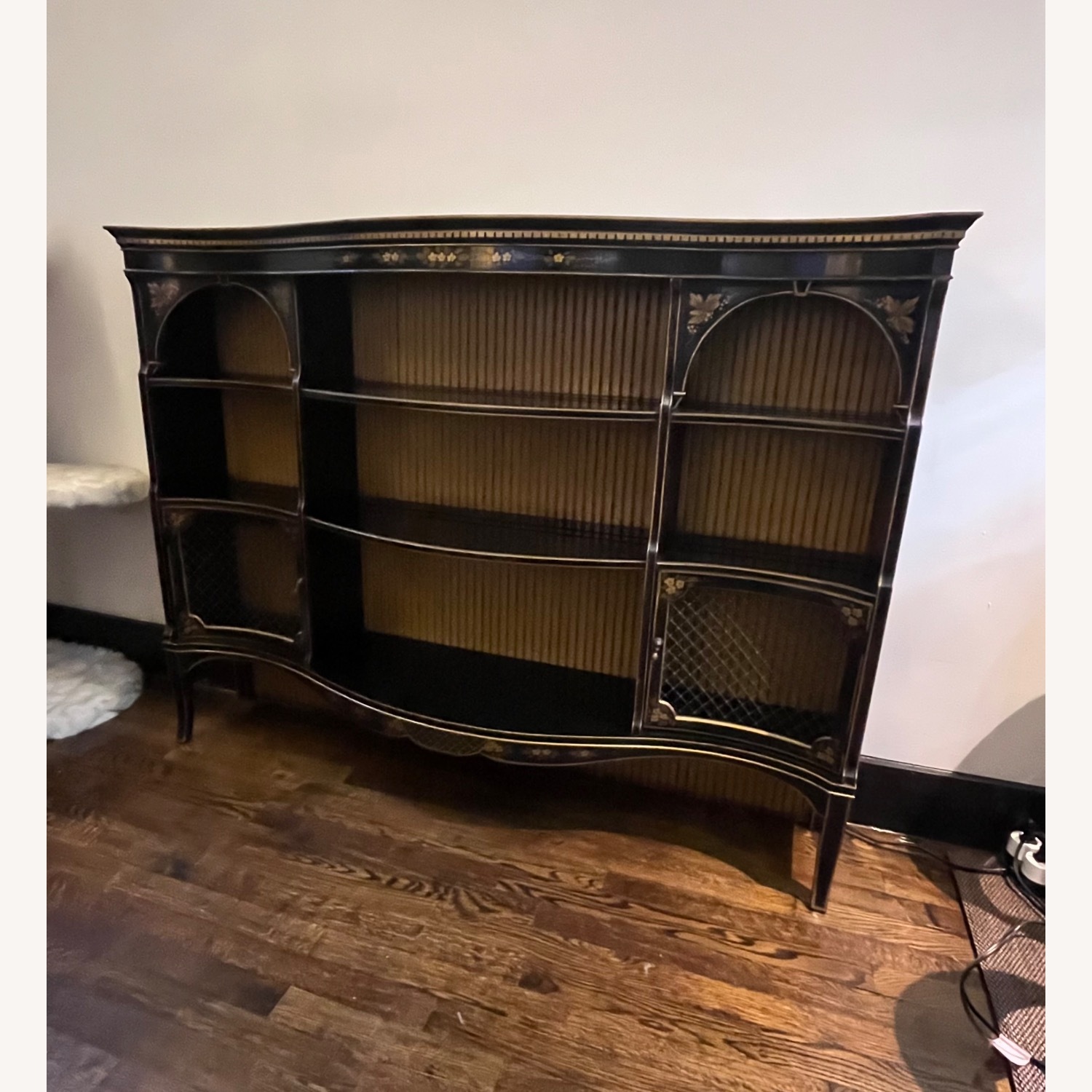 Vintage Regency-Style Black Display Cabinet - image-2