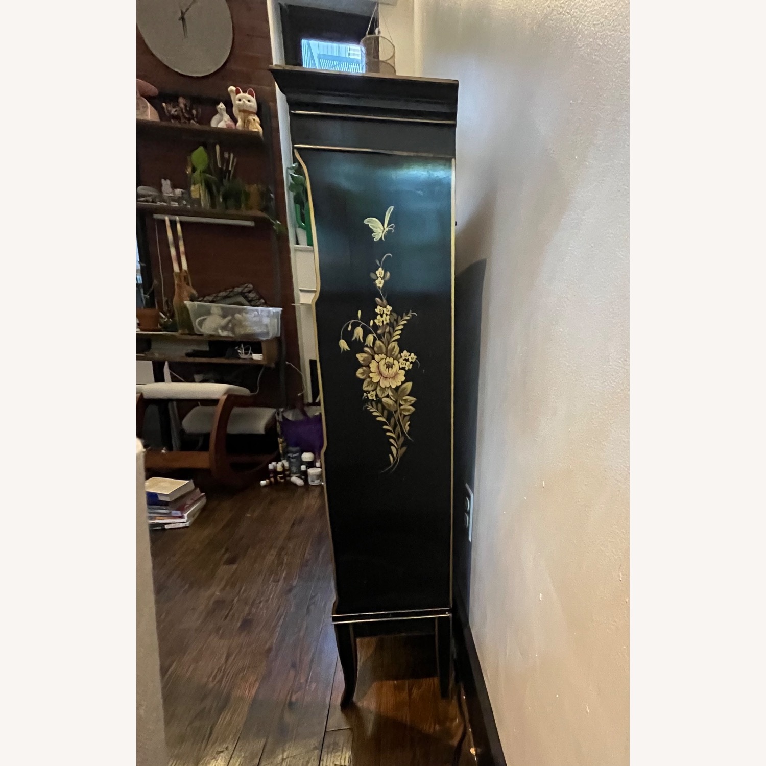 Vintage Regency-Style Black Display Cabinet - image-1