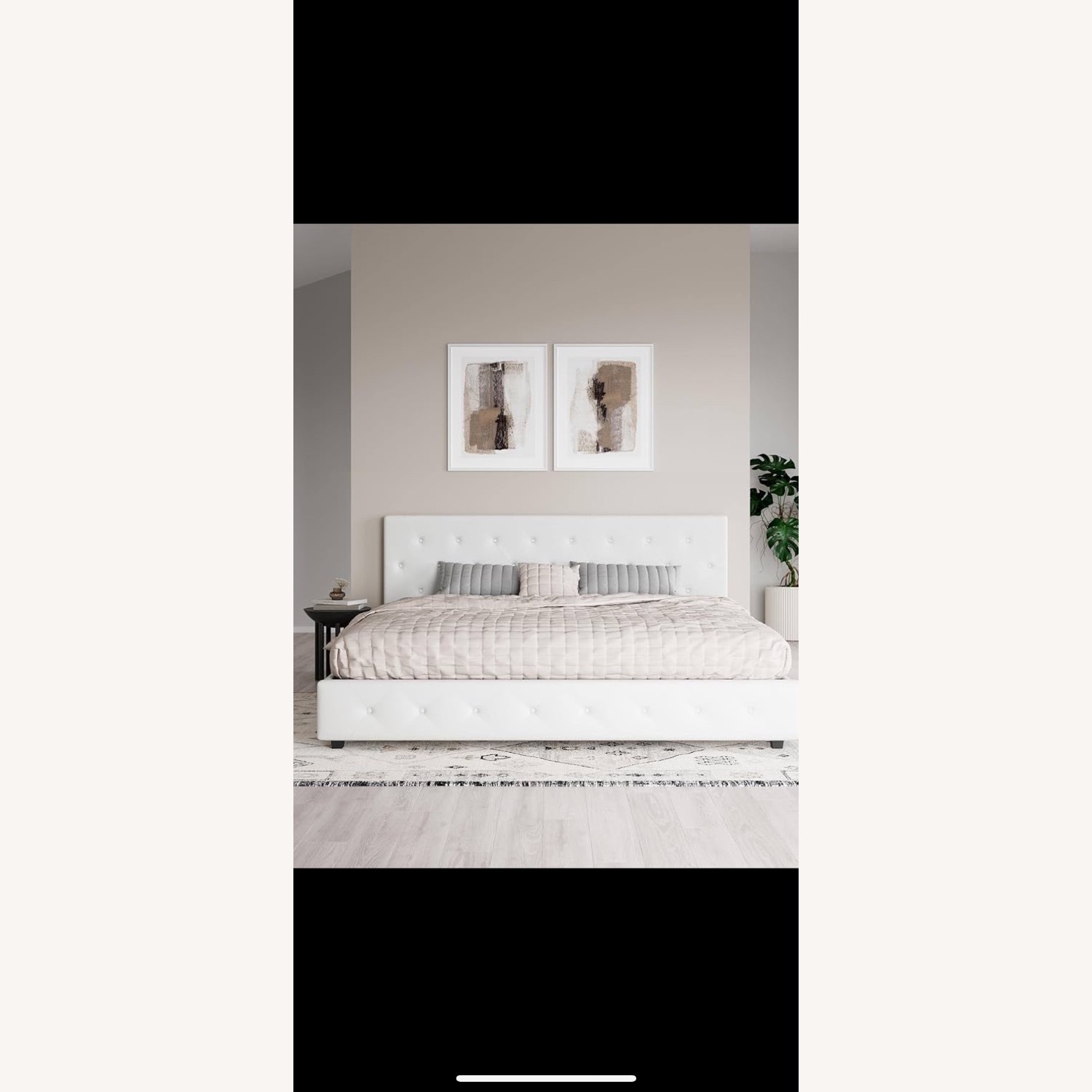 White Faux Leather Queen Bed - image-6