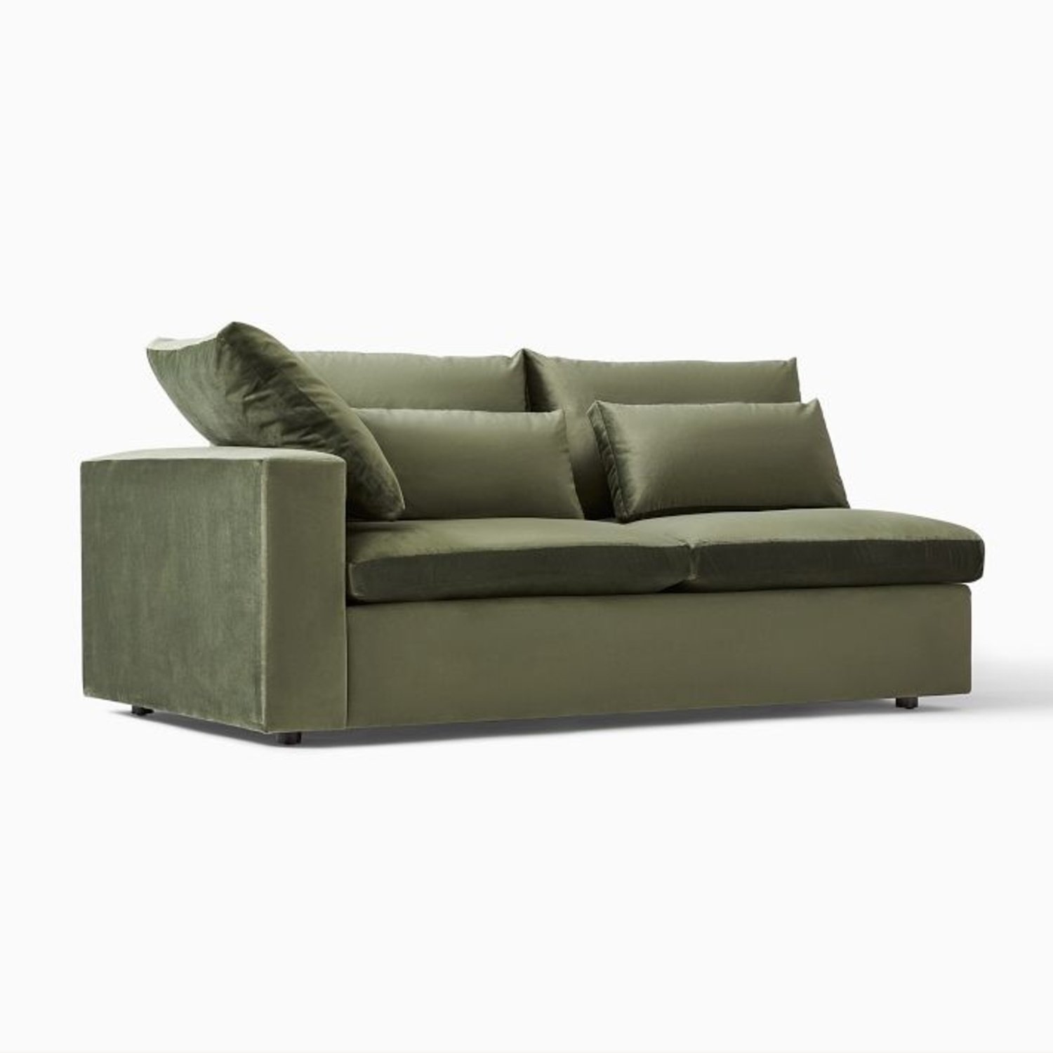West Elm Harmony Modular Green Velvet 2 Seater Sofa - image-0