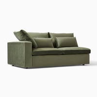 West Elm Harmony Modular Green Velvet 2 Seater Sofa
