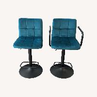 Teal Velvet Counter-Height Swivel Barstools