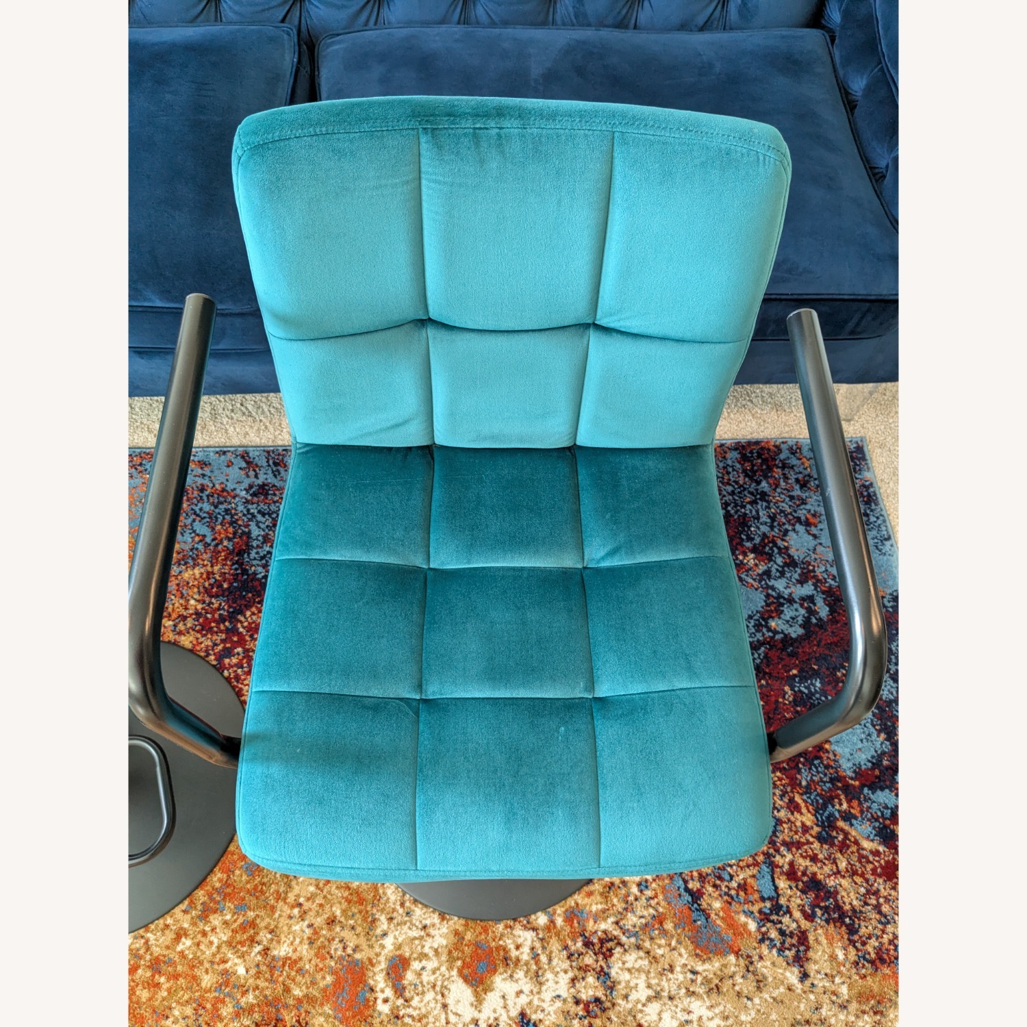 Teal Velvet Counter-Height Swivel Barstools - image-6