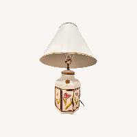 Vintage Hand Painted White Metal Table Lamp