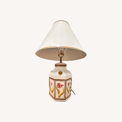 Used Vintage Hand Painted White Metal Table Lamp for sale on AptDeco