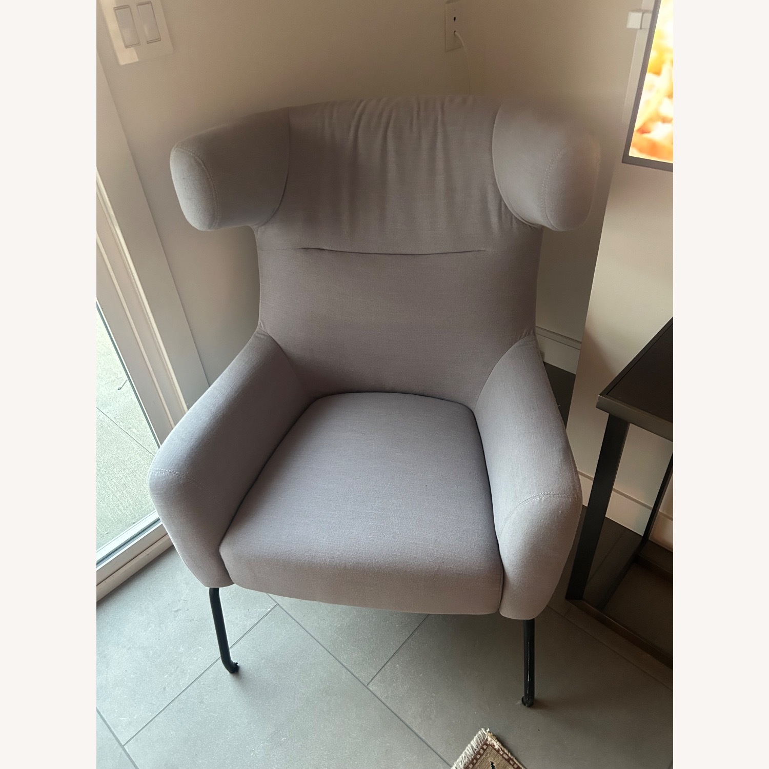 Light Gray Fabric Accent Chair - image-1