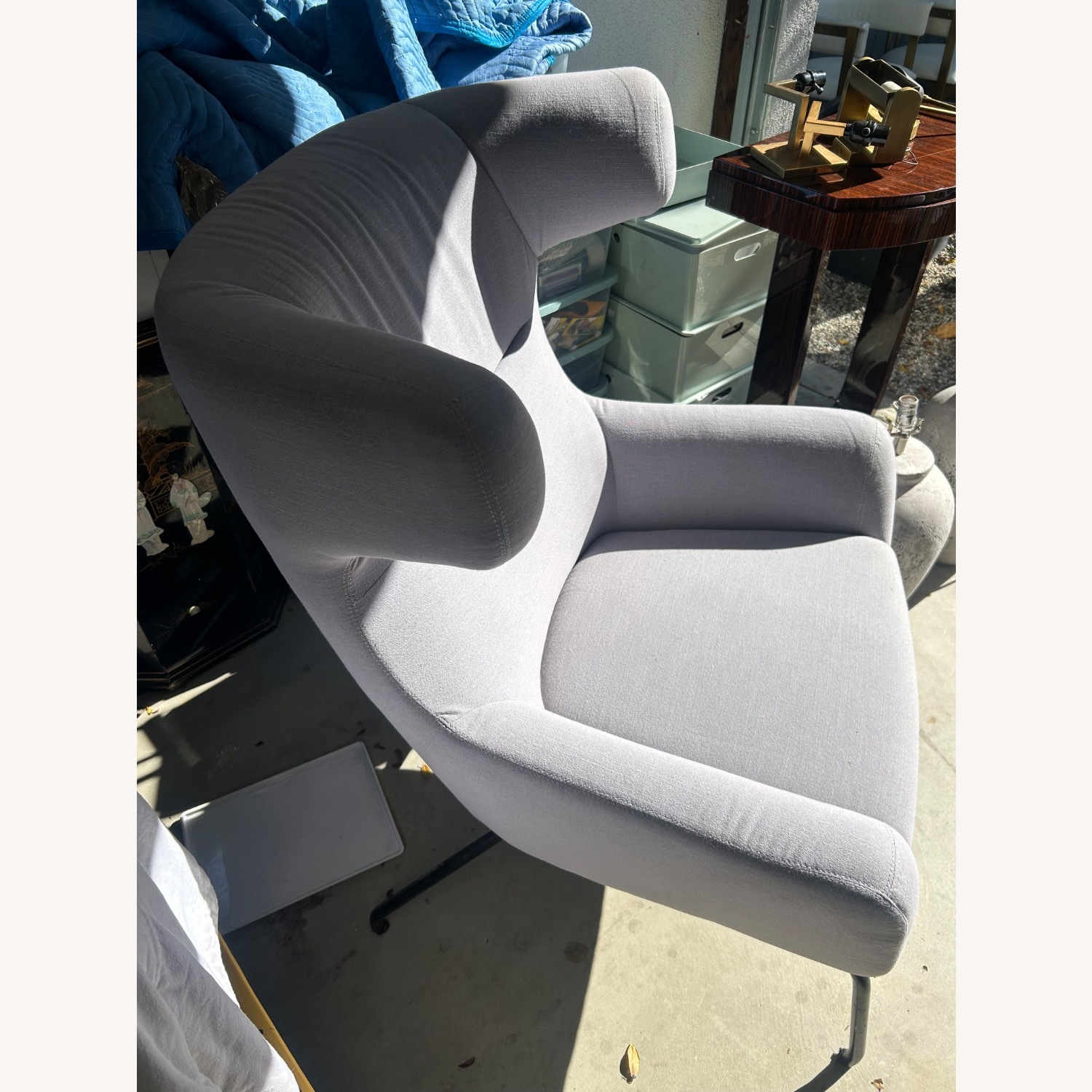 Light Gray Fabric Accent Chair - image-3