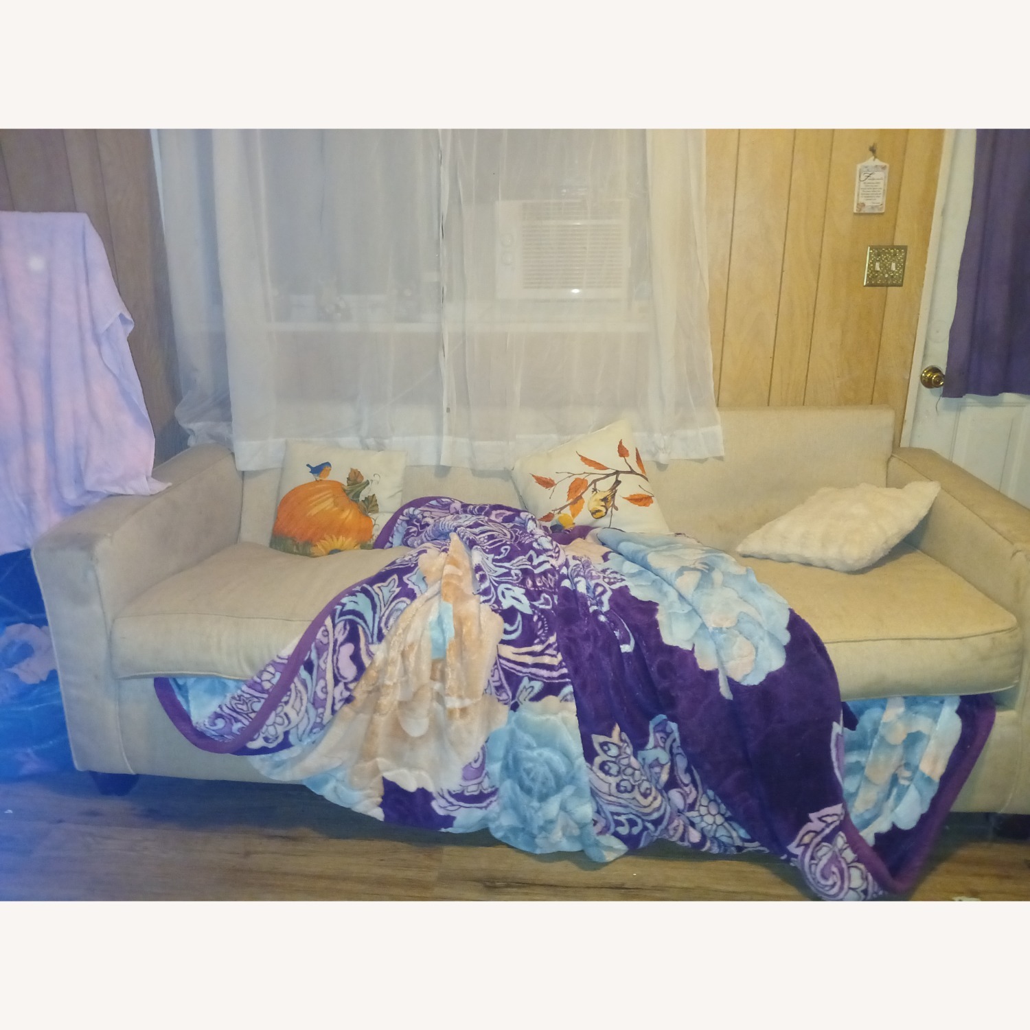 Light Brown Fabric 2 Seater Sofa - image-1