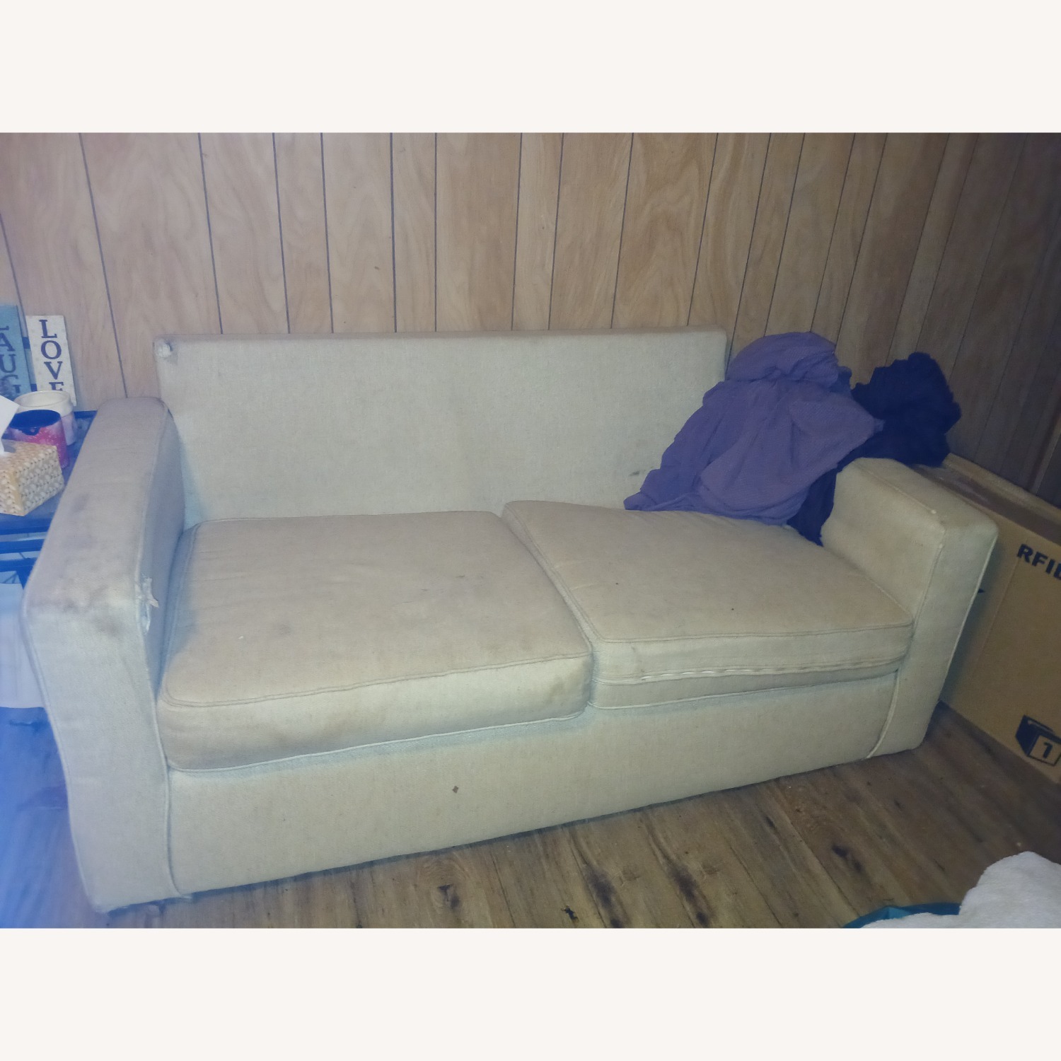 Light Brown Fabric 2 Seater Sofa - image-2