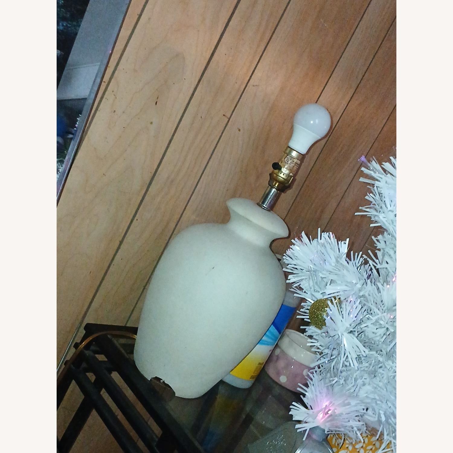 White Glass Table Lamp - image-1