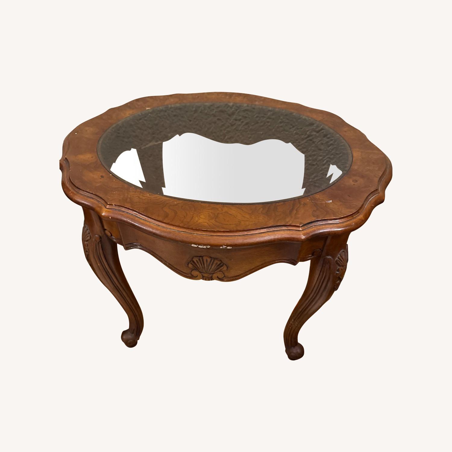 Vintage/Antique Dark Brown Wood Side Table - image-0