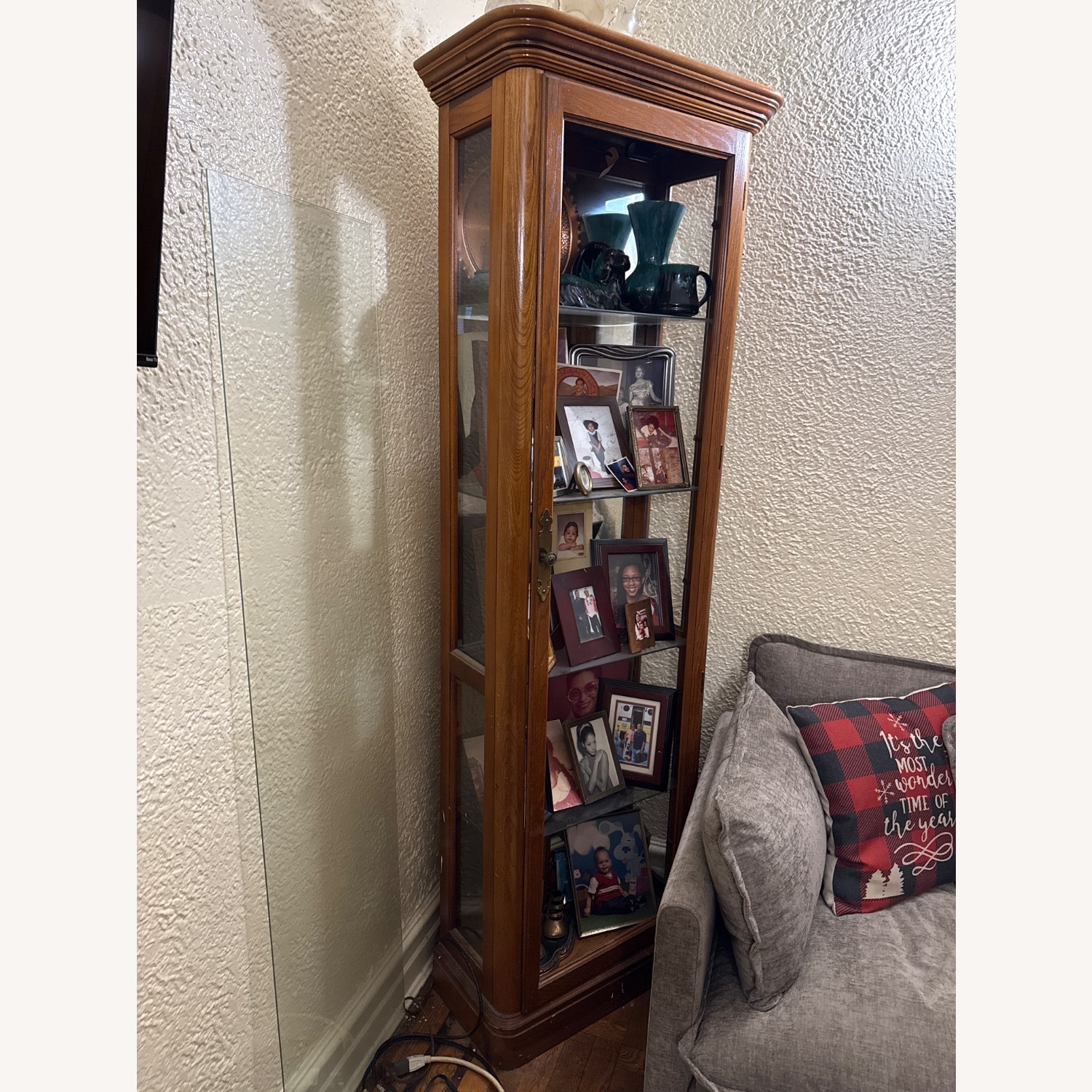 Vintage/Antique Dark Brown Wood Armoire - image-1