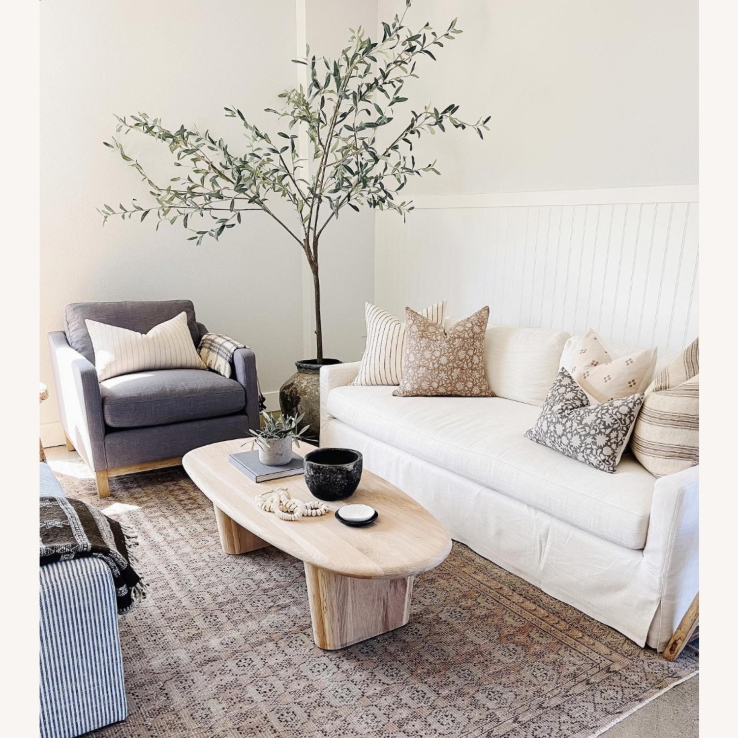 Kathy Kuo Home Laura Natural Oak Wood Round Edge Oval Coffee Table - image-4