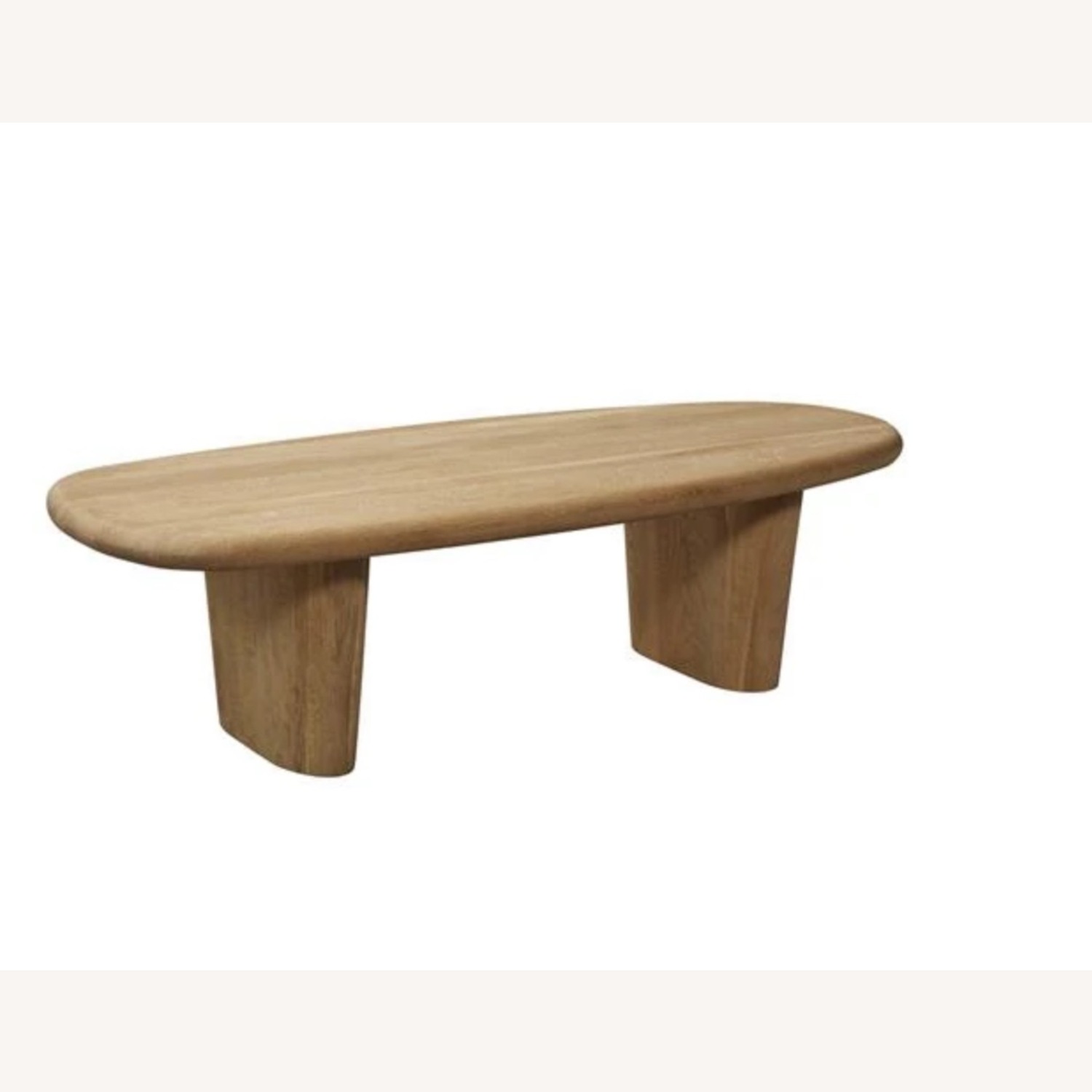 Kathy Kuo Home Laura Natural Oak Wood Round Edge Oval Coffee Table - image-2