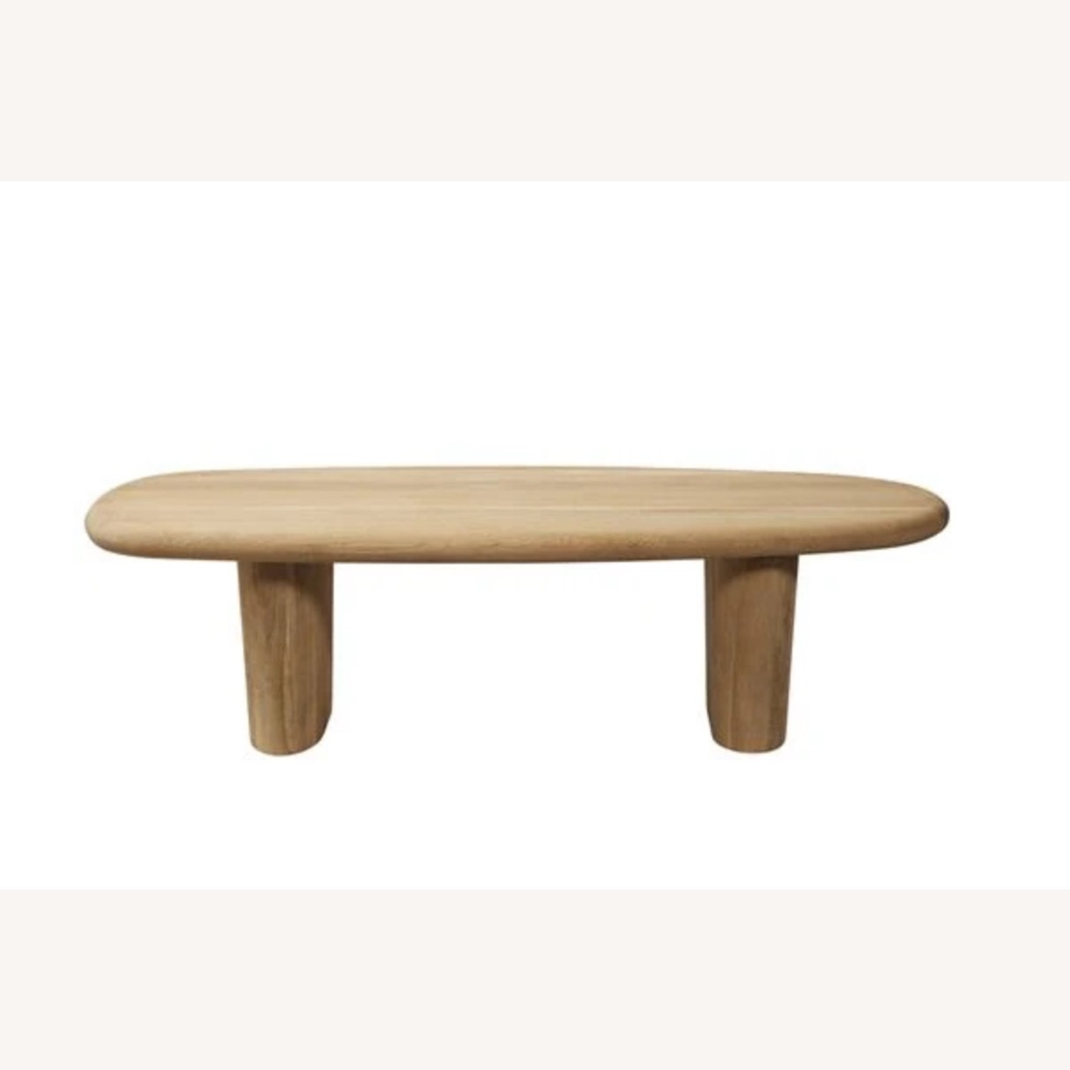 Kathy Kuo Home Laura Natural Oak Wood Round Edge Oval Coffee Table - image-3