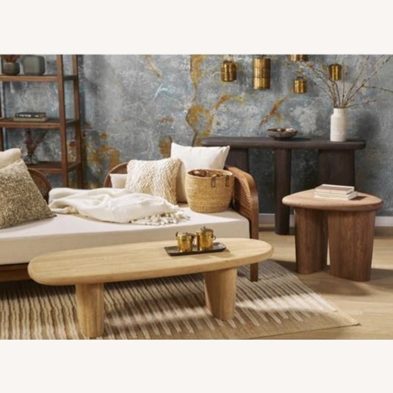 Kathy Kuo Home Laura Natural Oak Wood Round Edge Oval Coffee Table - image-5