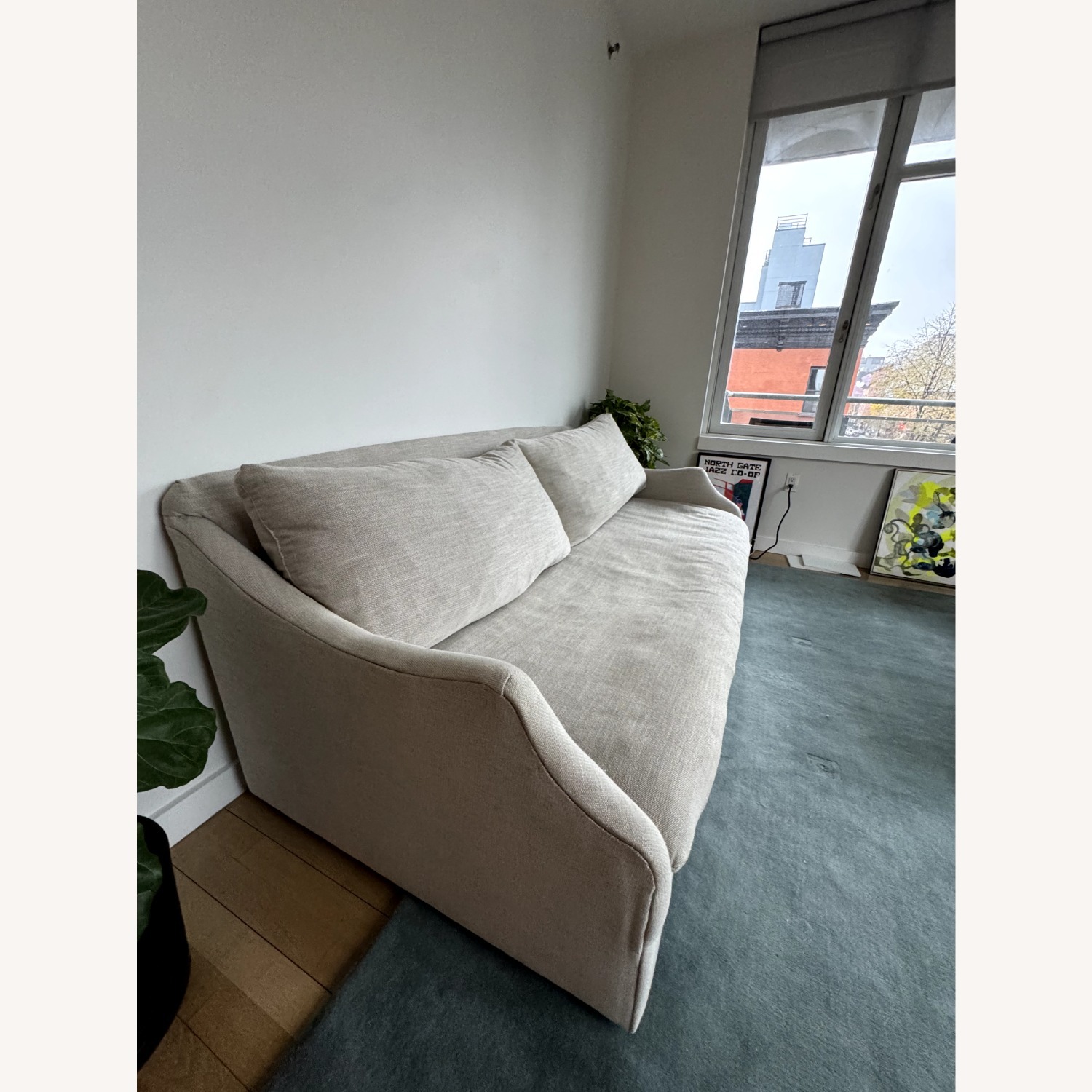 Arhaus Light Gray Linen 2 Seater Sofa - image-3