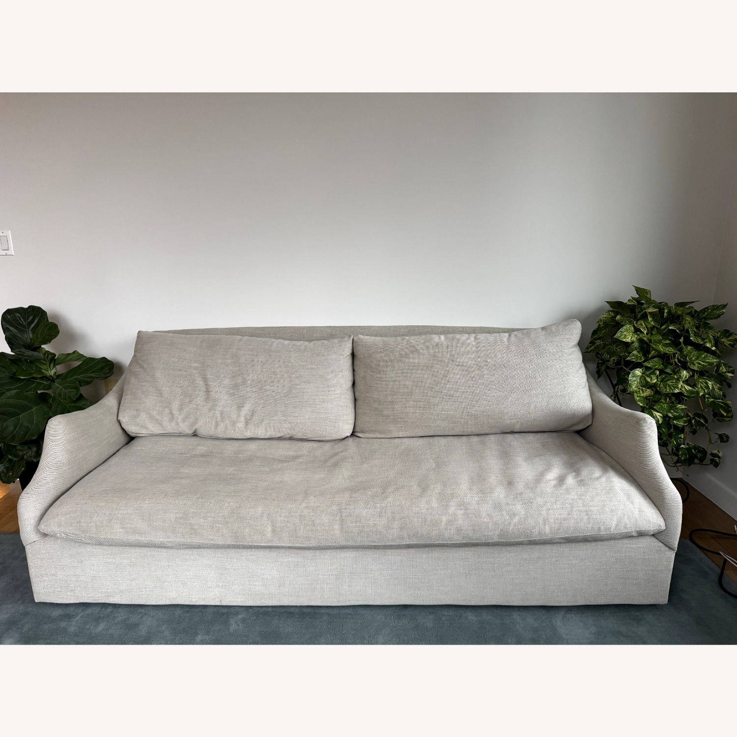 Arhaus Light Gray Linen 2 Seater Sofa - image-1