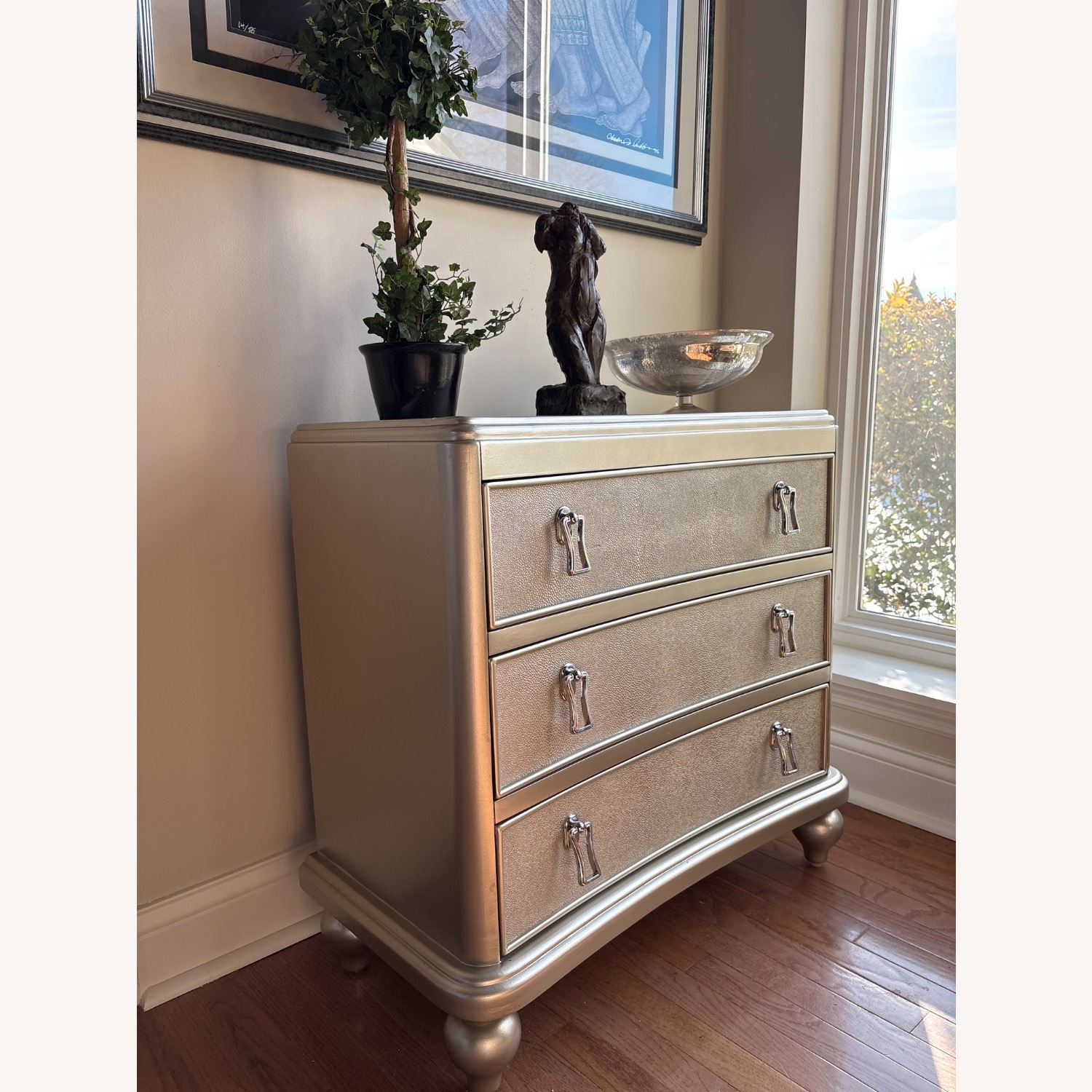 Wayfair Champagne Silver Shagreen Accent Chest - image-2