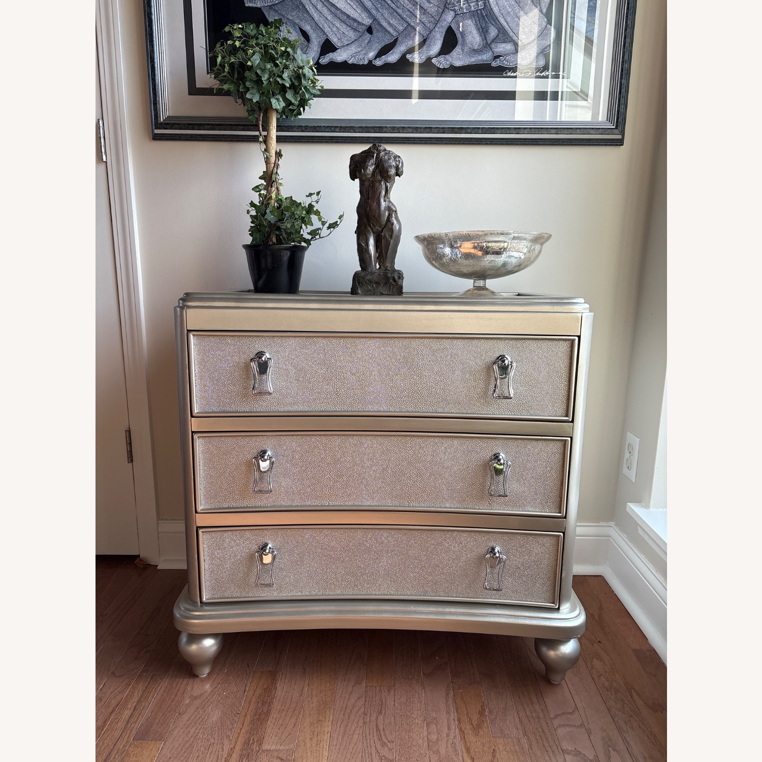 Wayfair Champagne Silver Shagreen Accent Chest - image-1