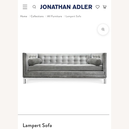 Used Jonathan Adler Light Gray Velvet 3+ Seater Sofa for sale on AptDeco