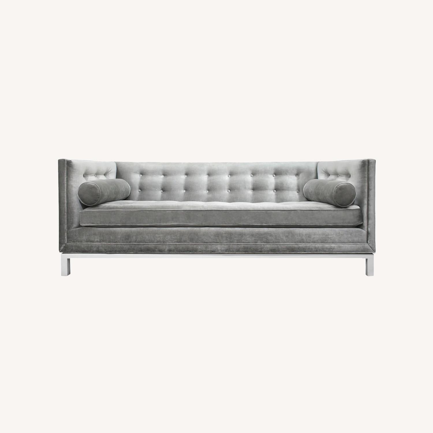 Jonathan Adler Light Gray Velvet 3+ Seater Sofa - image-0