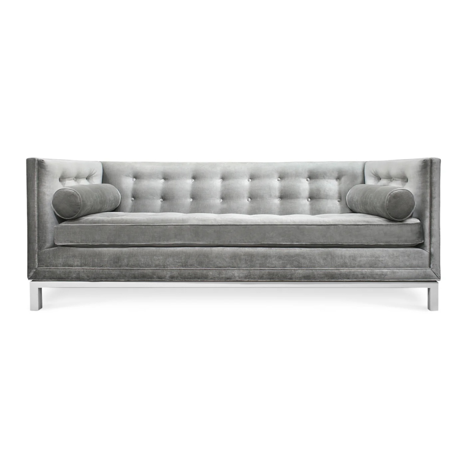 Jonathan Adler Light Gray Velvet 3+ Seater Sofa - image-5