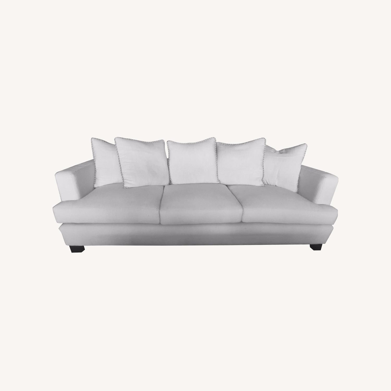 White Fabric 3+ Seater Sofa - image-0