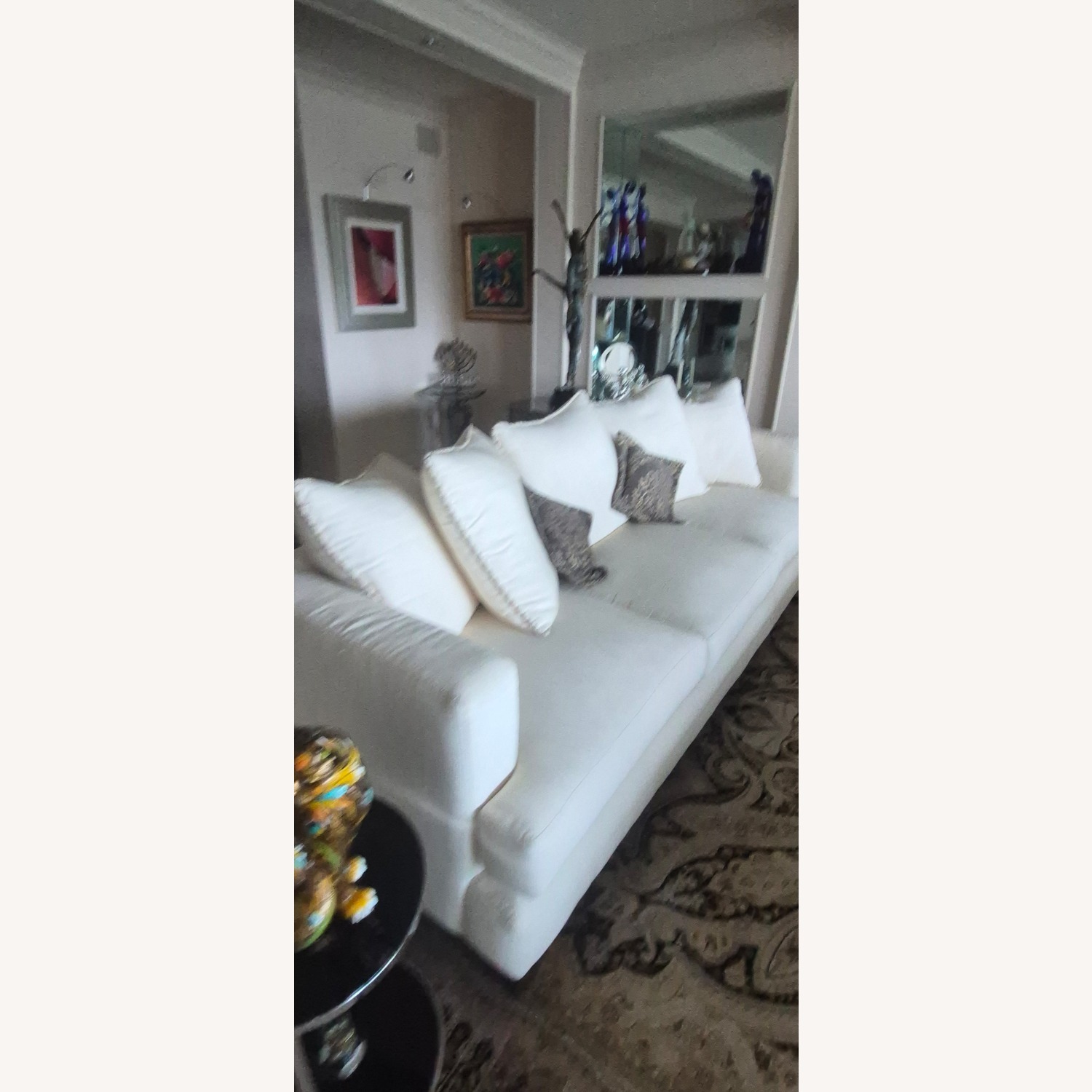 White Fabric 3+ Seater Sofa - image-2