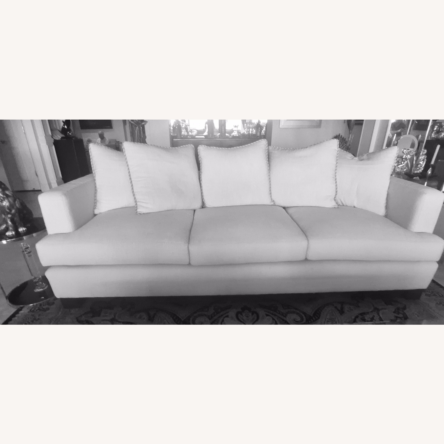White Fabric 3+ Seater Sofa - image-1