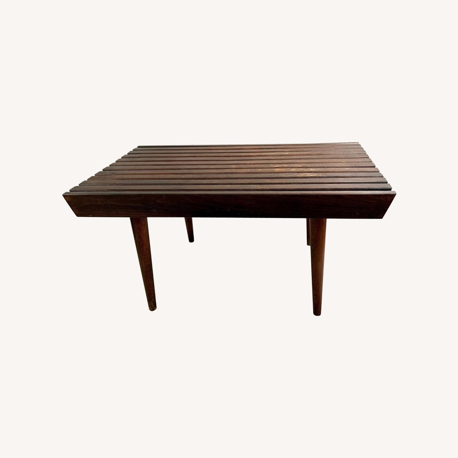 Mid Century Modern oak Slat Bench Coffee Table - image-0