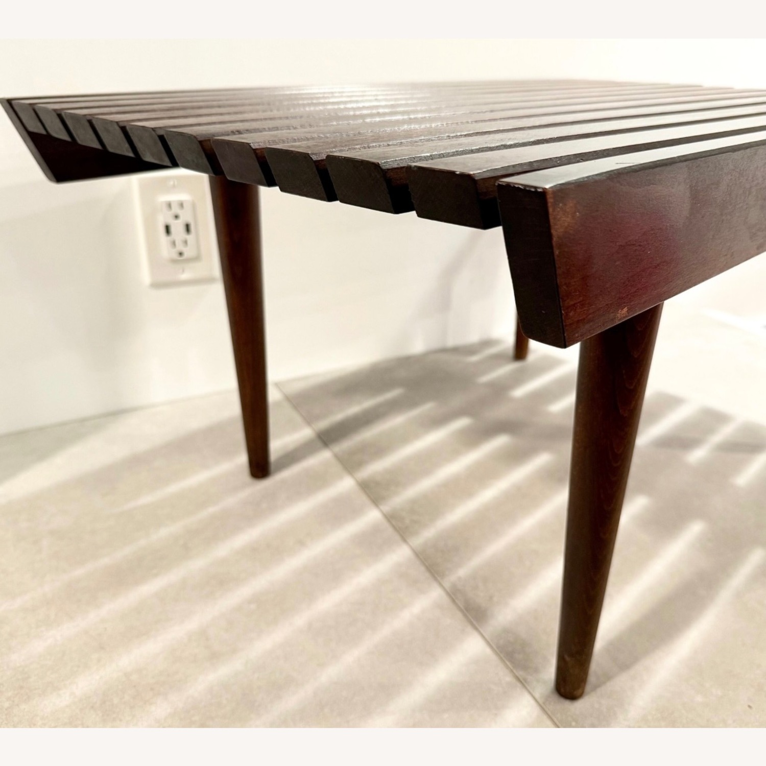 Mid Century Modern oak Slat Bench Coffee Table - image-5
